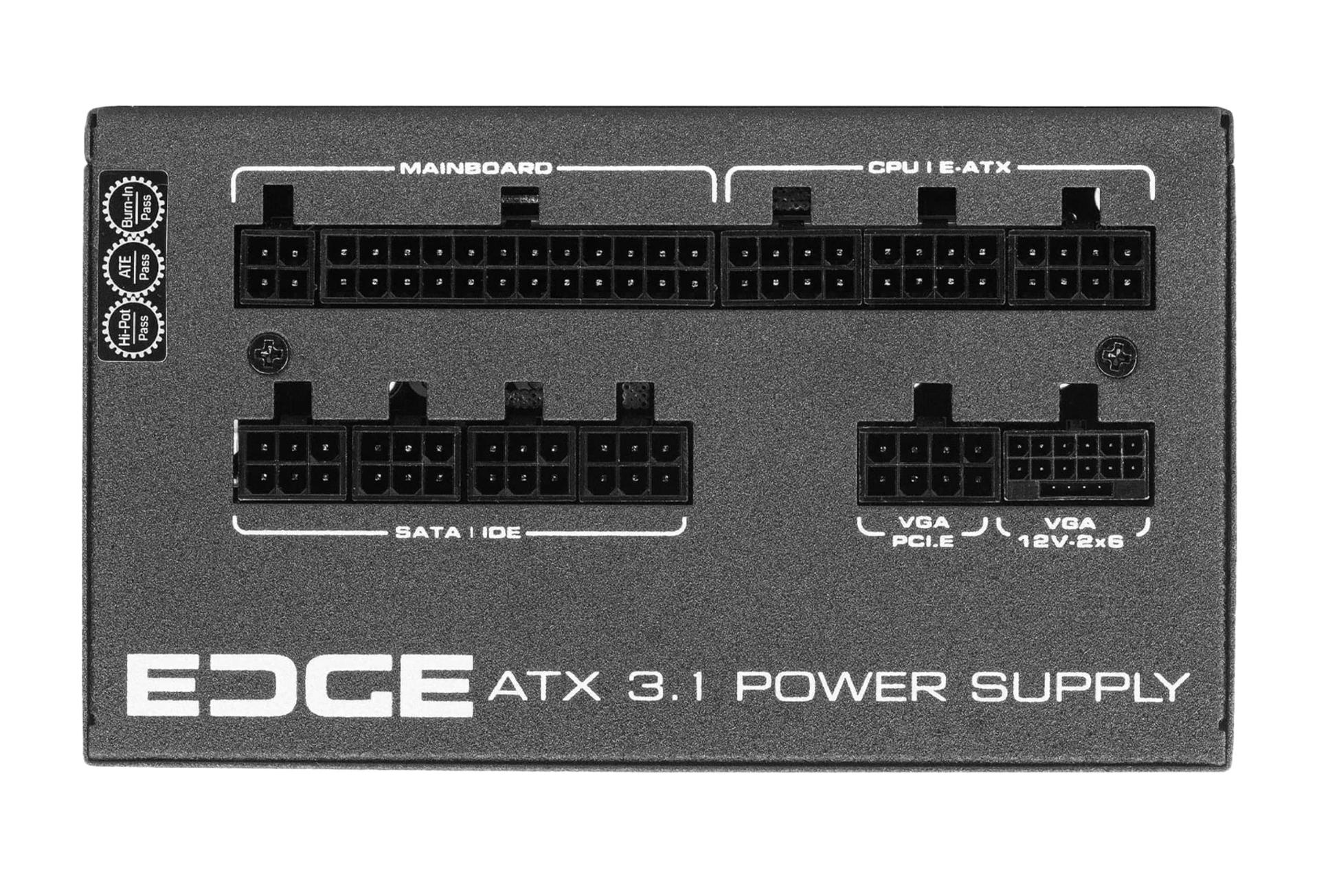 نمای اتصالات پنل پشت پاور کامپیوتر گرین GP850B-EDGE با توان 850 وات