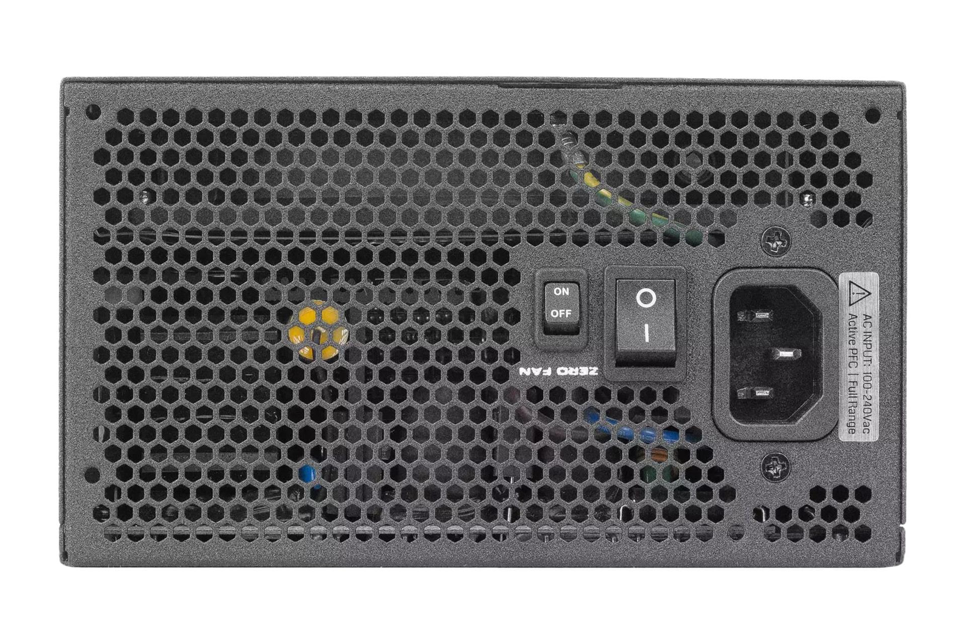 نمای پنل پشت پاور کامپیوتر گرین GP850B-EDGE با توان 850 وات با نمایش درگاه برق