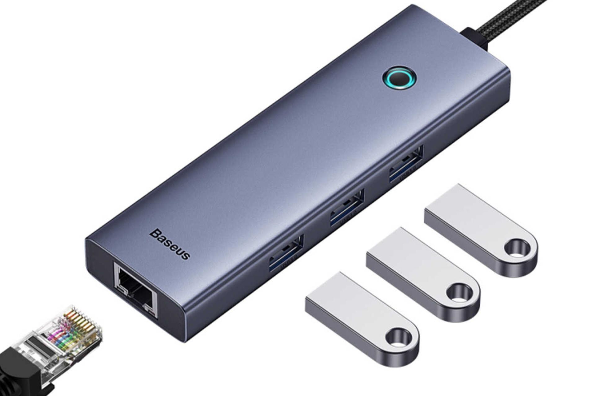 درگاه اینترنت هاب USB-A باسئوس 4 پورت مدل BS-OH019