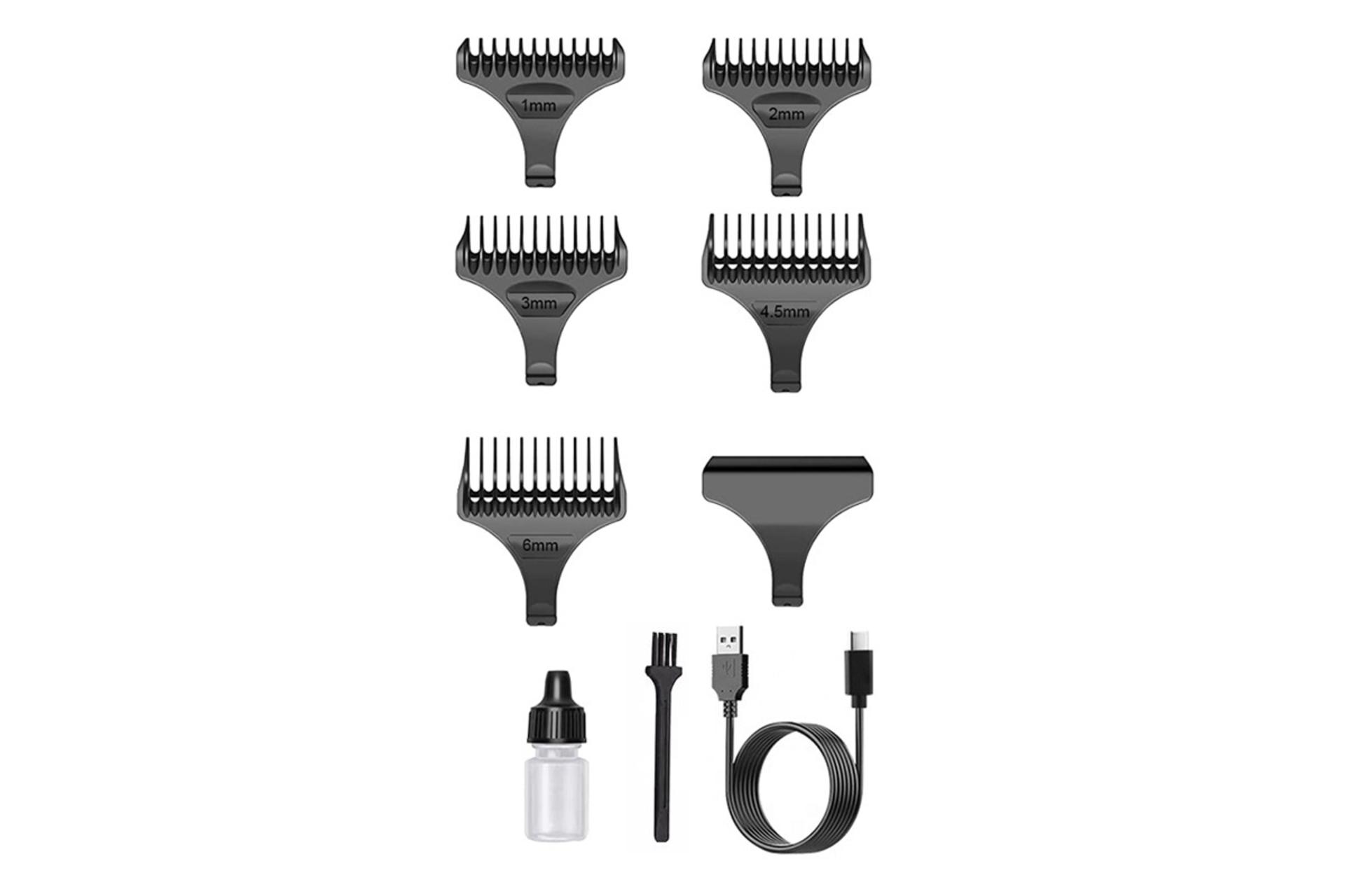 ماشین اصلاح و ریش تراش جیمی Geemy GM-8043 شانه ها و لوازم همراه