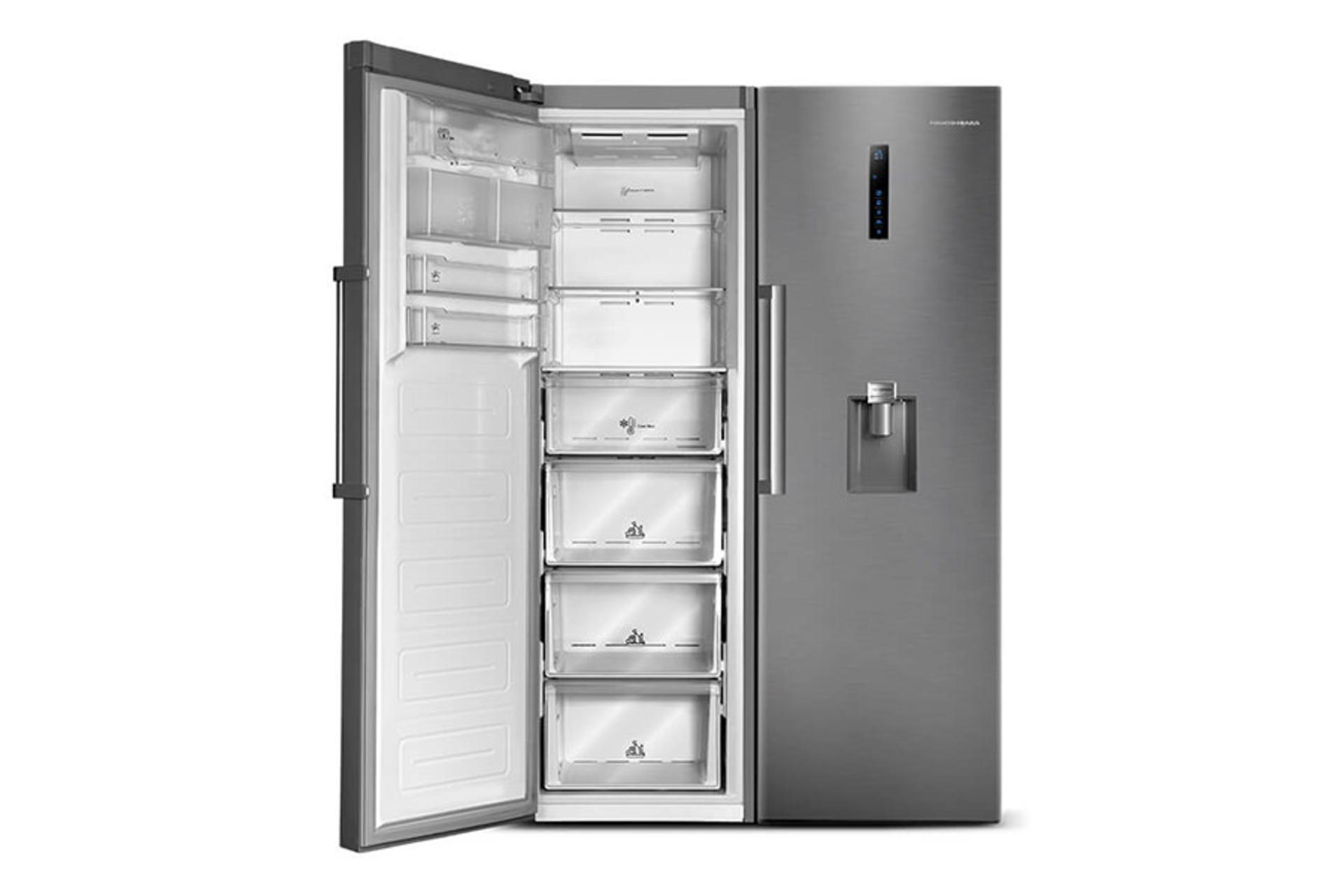 پاکشوما Pakshoma RTRA RTFA 901 نمای درب باز فریزر رنگ خاکستری