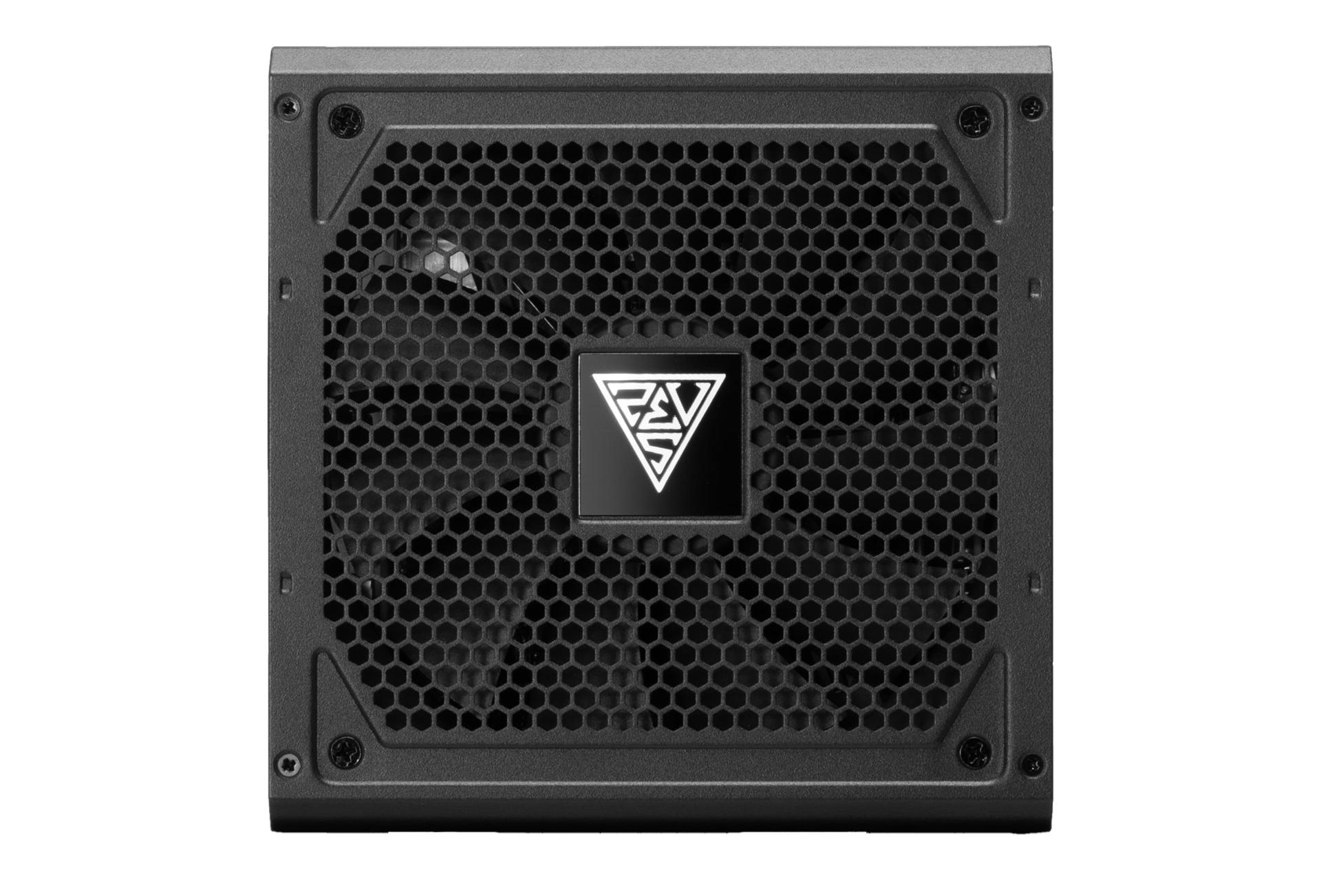 نمای پنل زیر پاور کامپیوتر گیم دیاس HELIOS P2-1000G با توان 1000 وات با نمایش فن و لوگو