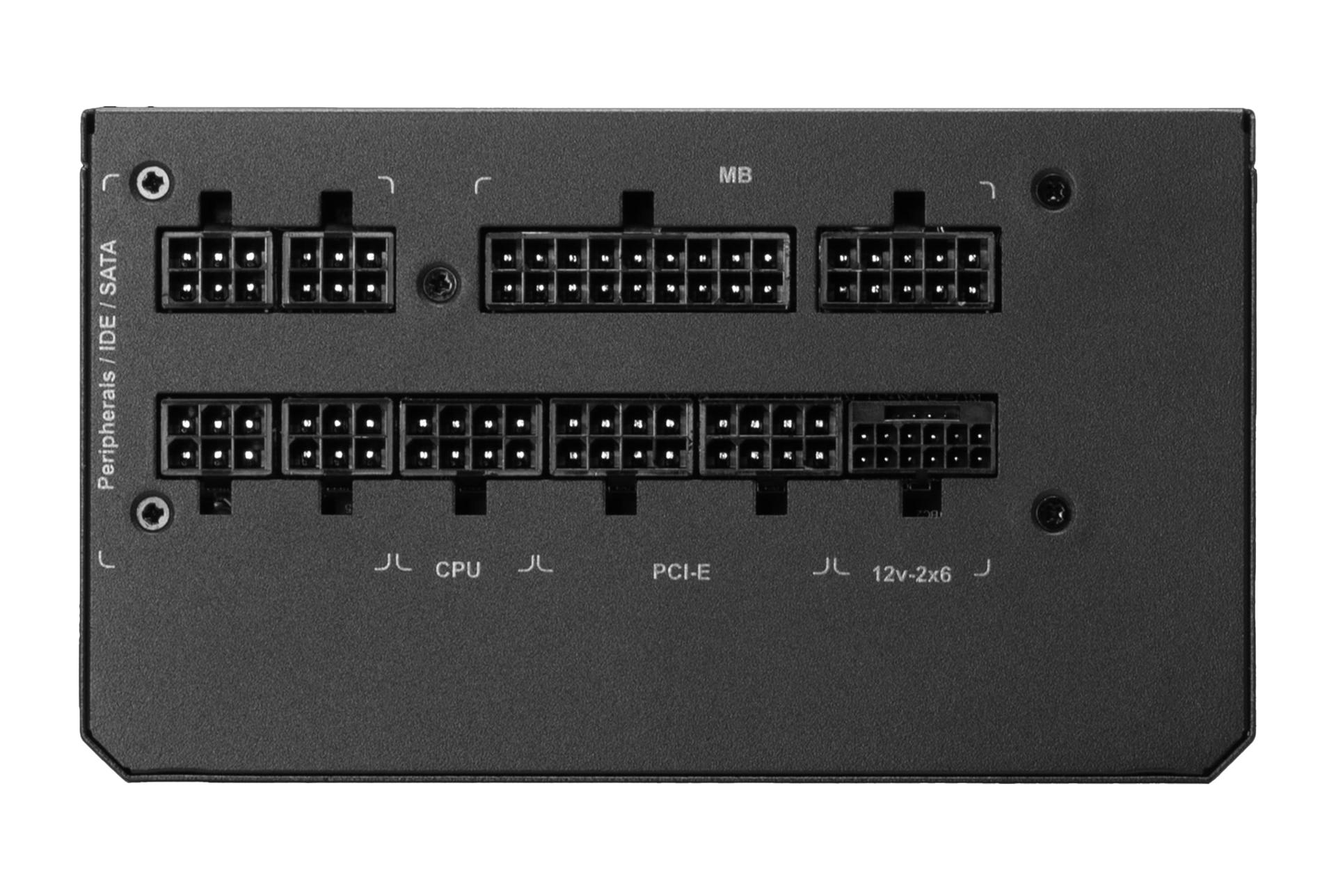 نمای اتصالات پاور کامپیوتر گیم دیاس HELIOS P2-1000G با توان 1000 وات