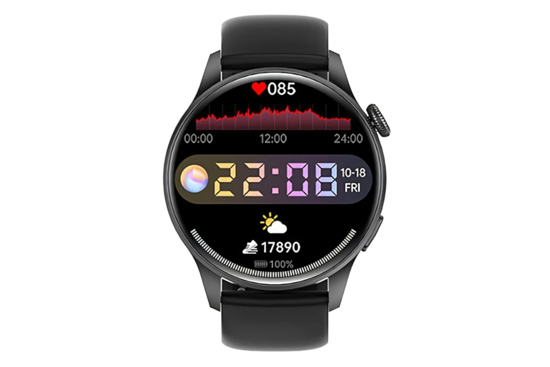 ساعت هوشمند هیوامی Hivami ChroniQ مشکی از نمای روبرو