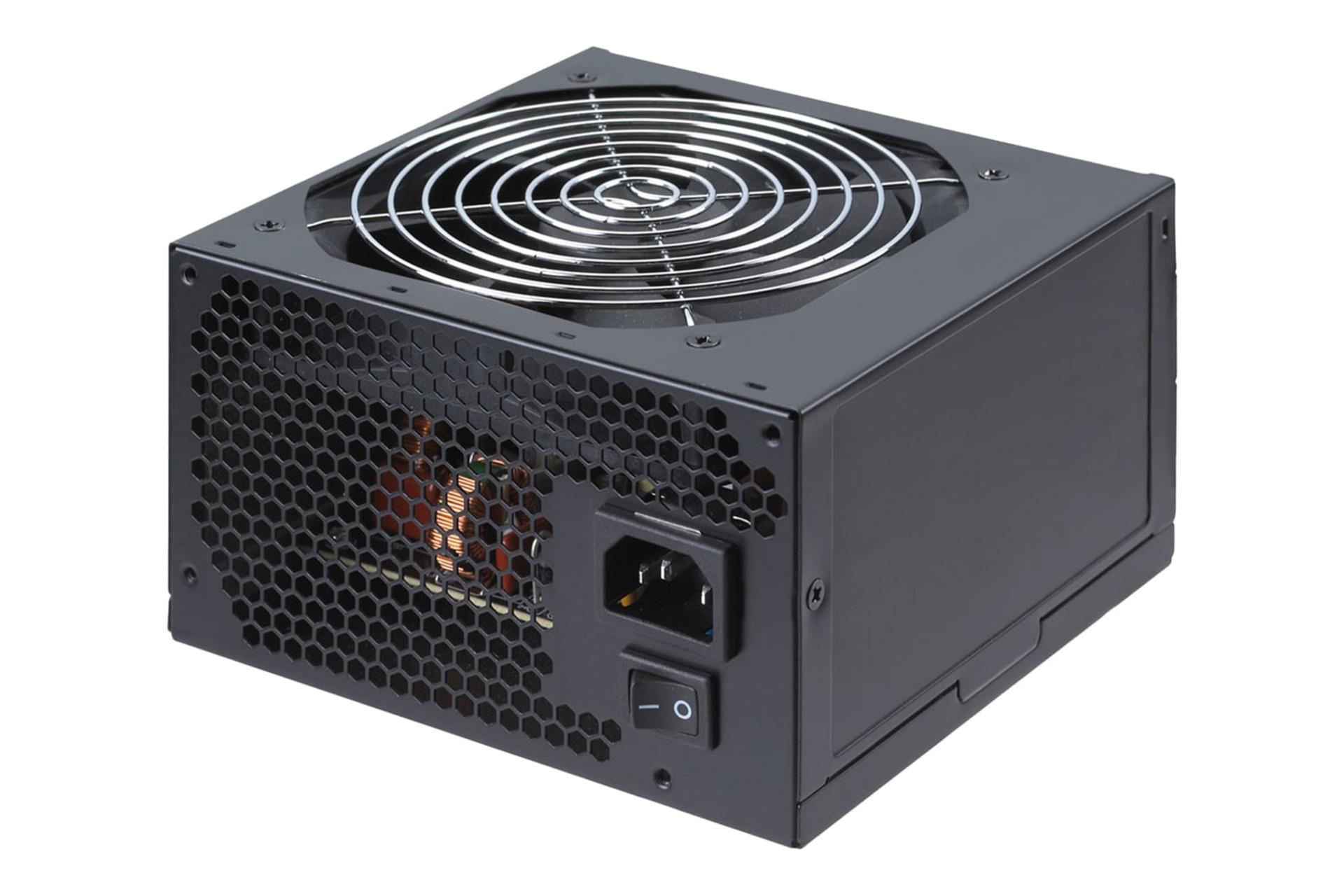 نمای نیمرخ پاور کامپیوتر اف اس پی HV + با توان 500 وات با نمایش پنل کناری، پشت و زیر