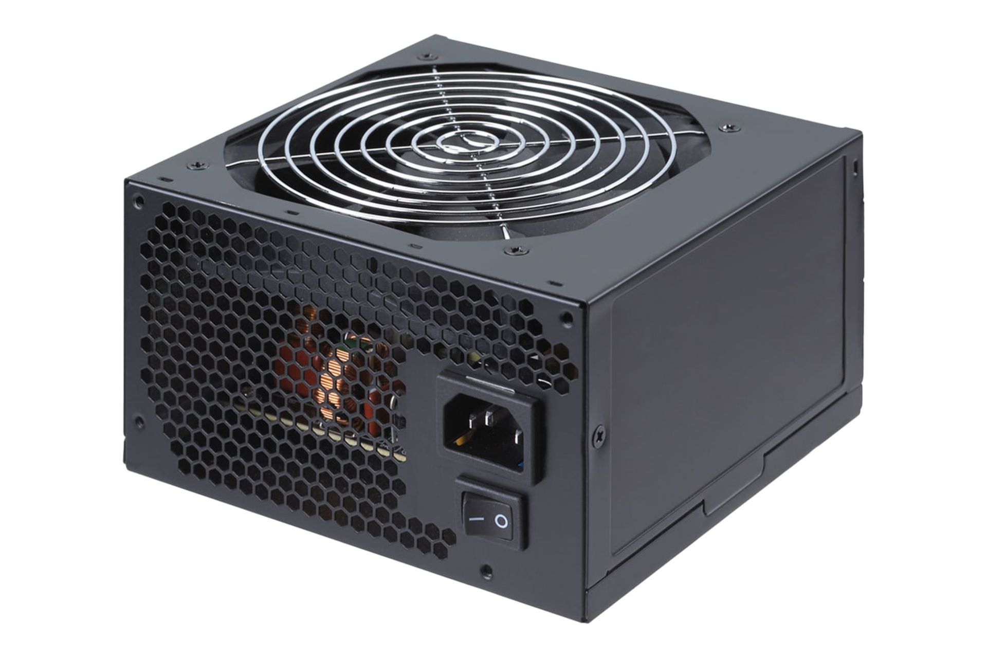 نمای نیمرخ پاور کامپیوتر اف اس پی HV + با توان 500 وات با نمایش پنل کناری، پشت و زیر