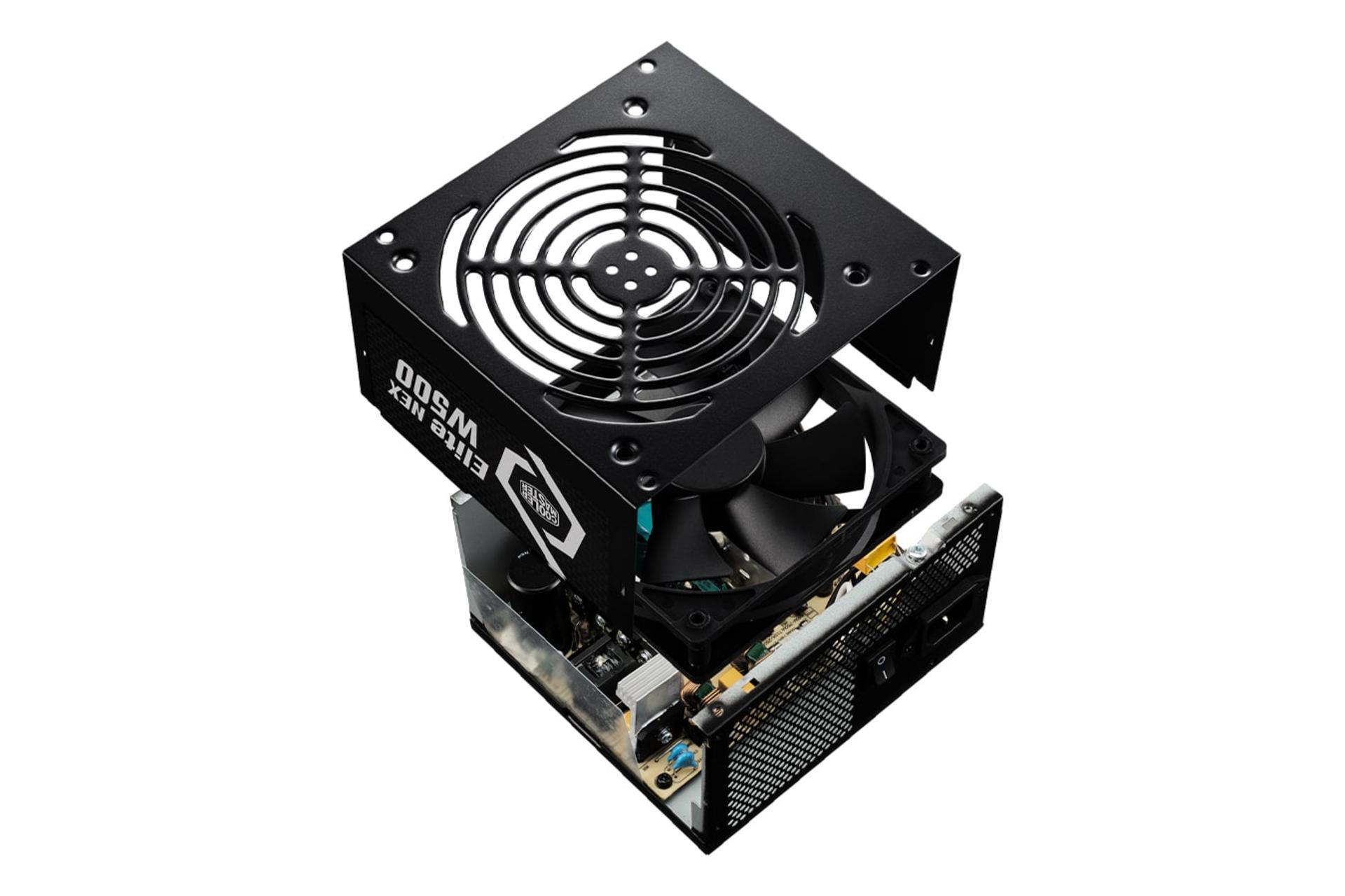 نمای اجزای داخلی پاور کامپیوتر کولر مستر ELITE NEX White W500 230V با توان 500 وات