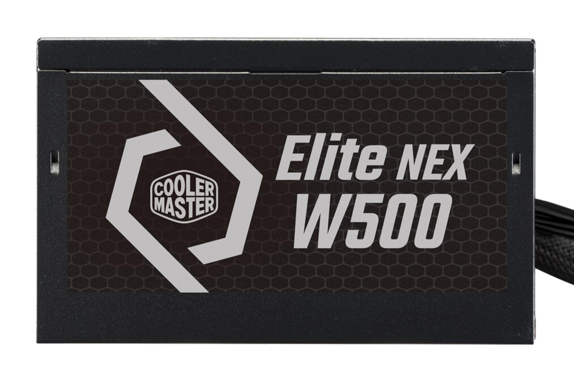 نمای پنل کناری پاور کامپیوتر کولر مستر ELITE NEX White W500 230V با توان 500 وات با نمایش لوگو