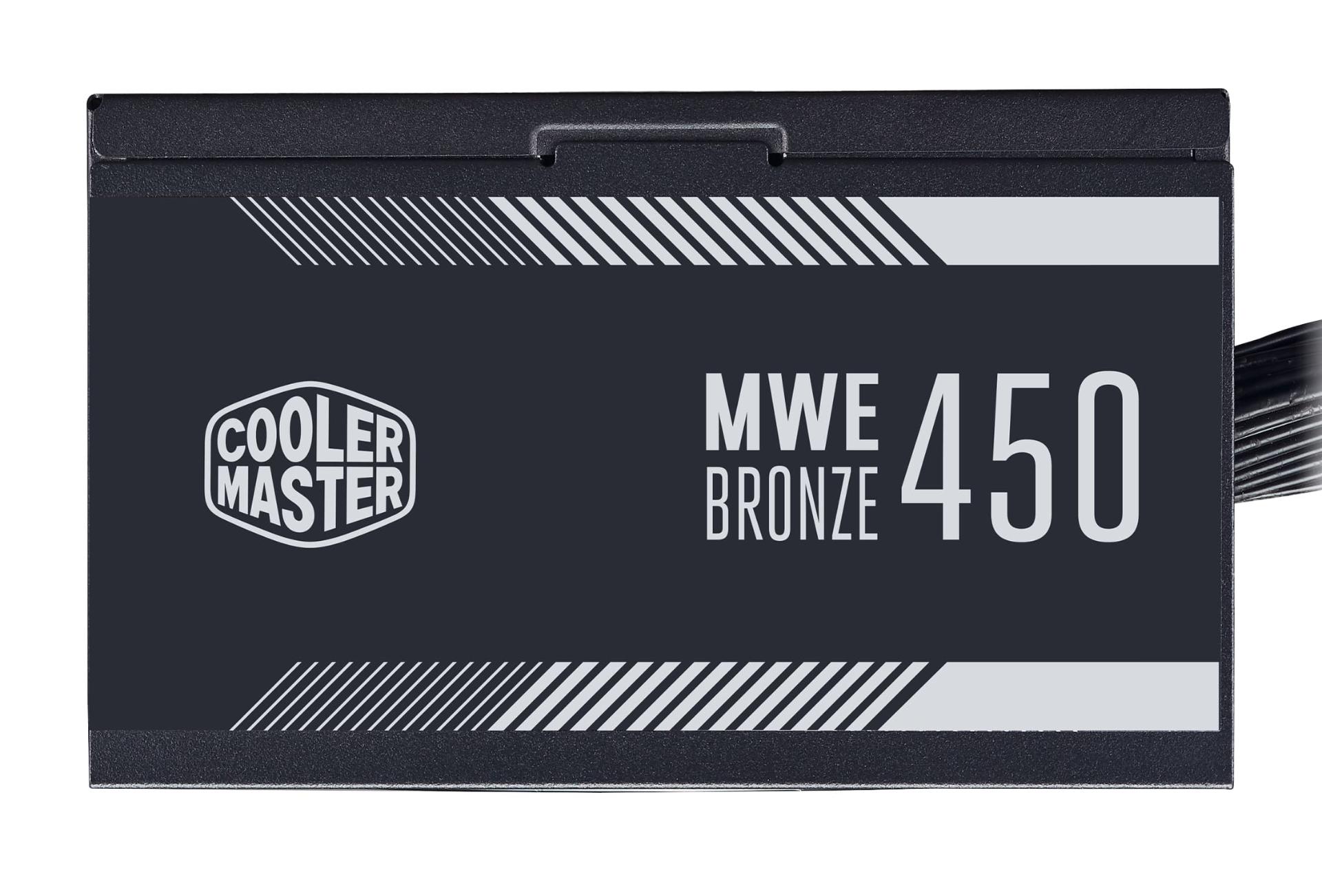 نمای پنل کناری پاور کامپیوتر کولر مستر MWE 450 BRONZE V2 با توان 450 وات با نمایش لوگو
