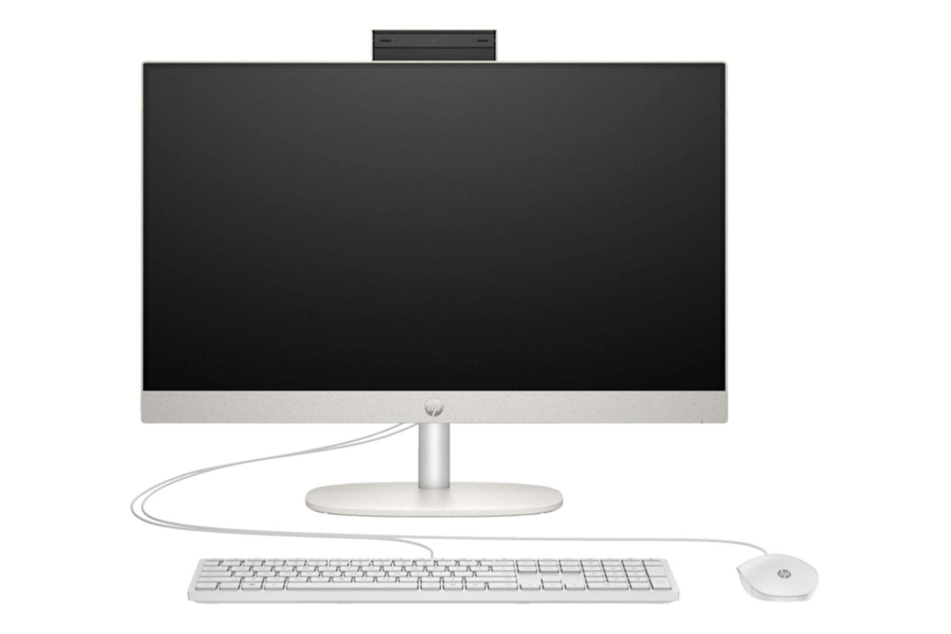 نمای روبه‌روی کامپیوتر همه کاره 24-cr1006nh اچ پی با نمایش وبکم، نمایشگر، ماوس و کیبورد