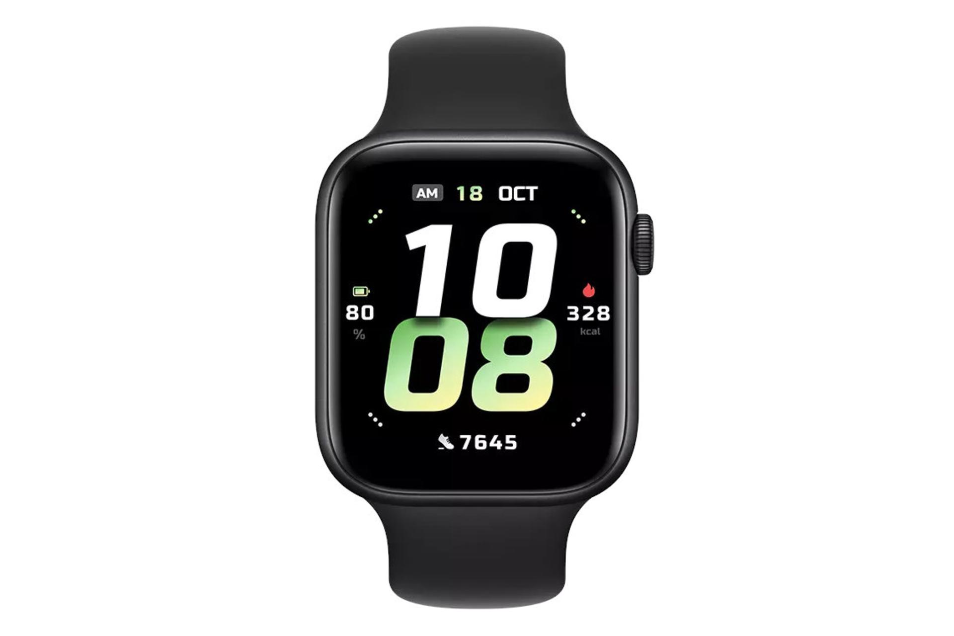ساعت هوشمند آنر واچ 5 مشکی از نمای روبرو / HONOR Watch 5