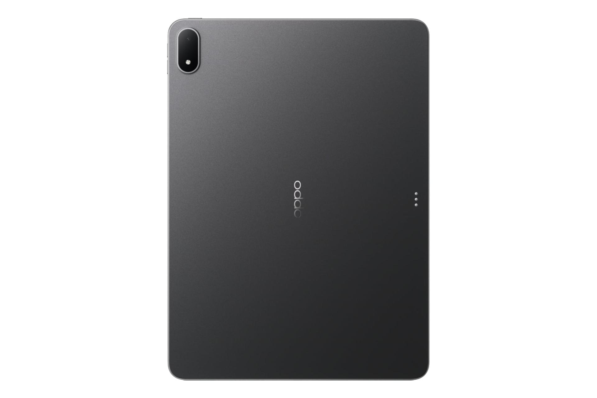نمای پنل پشت تبلت اوپو پد 4 پرو / Oppo Pad 4 Pro با نمایش لوگو و دوربین رنگ خاکستری تیره