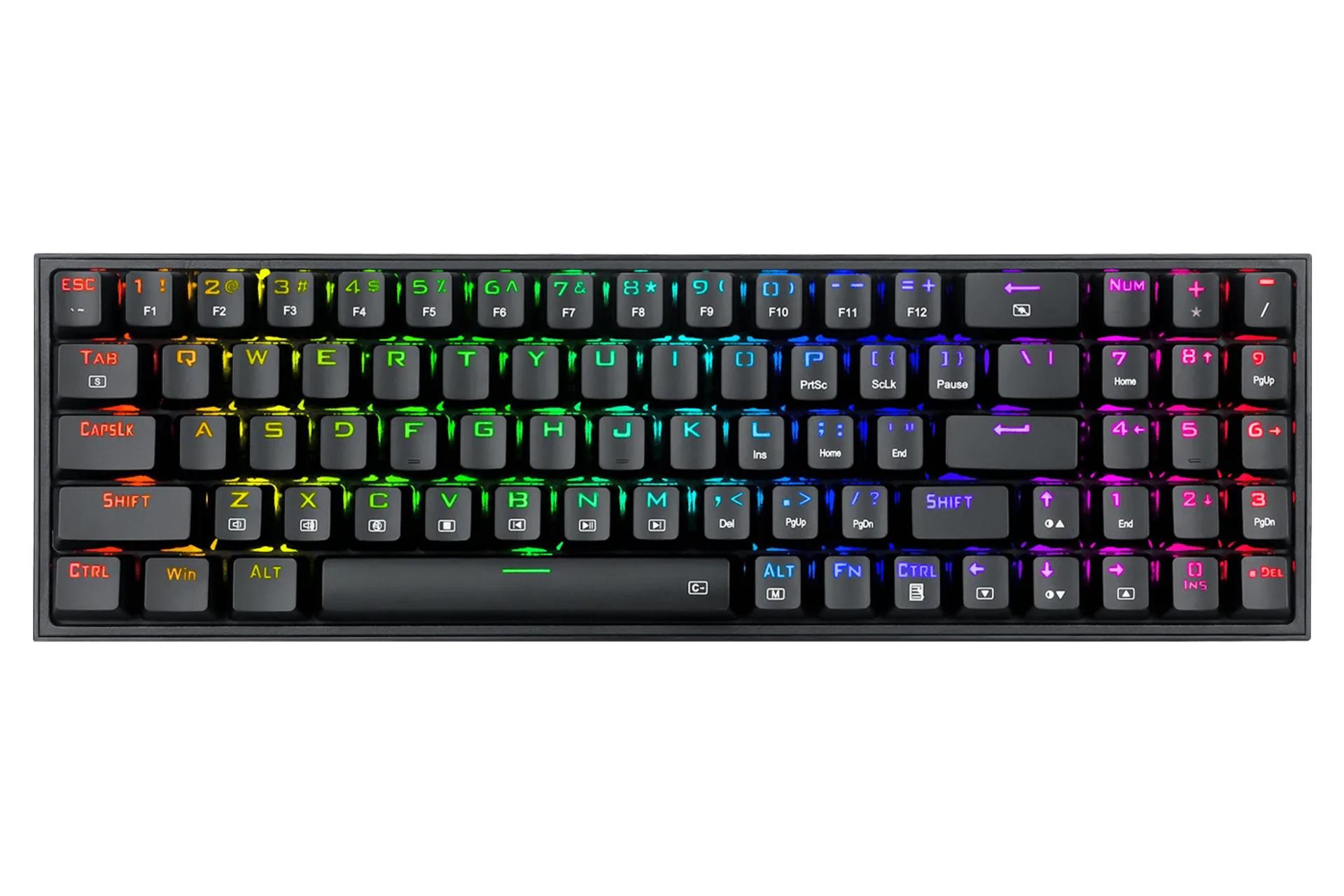 نمای بالا و دکمه های کیبورد ردراگون Pollux K628-RGB Pro