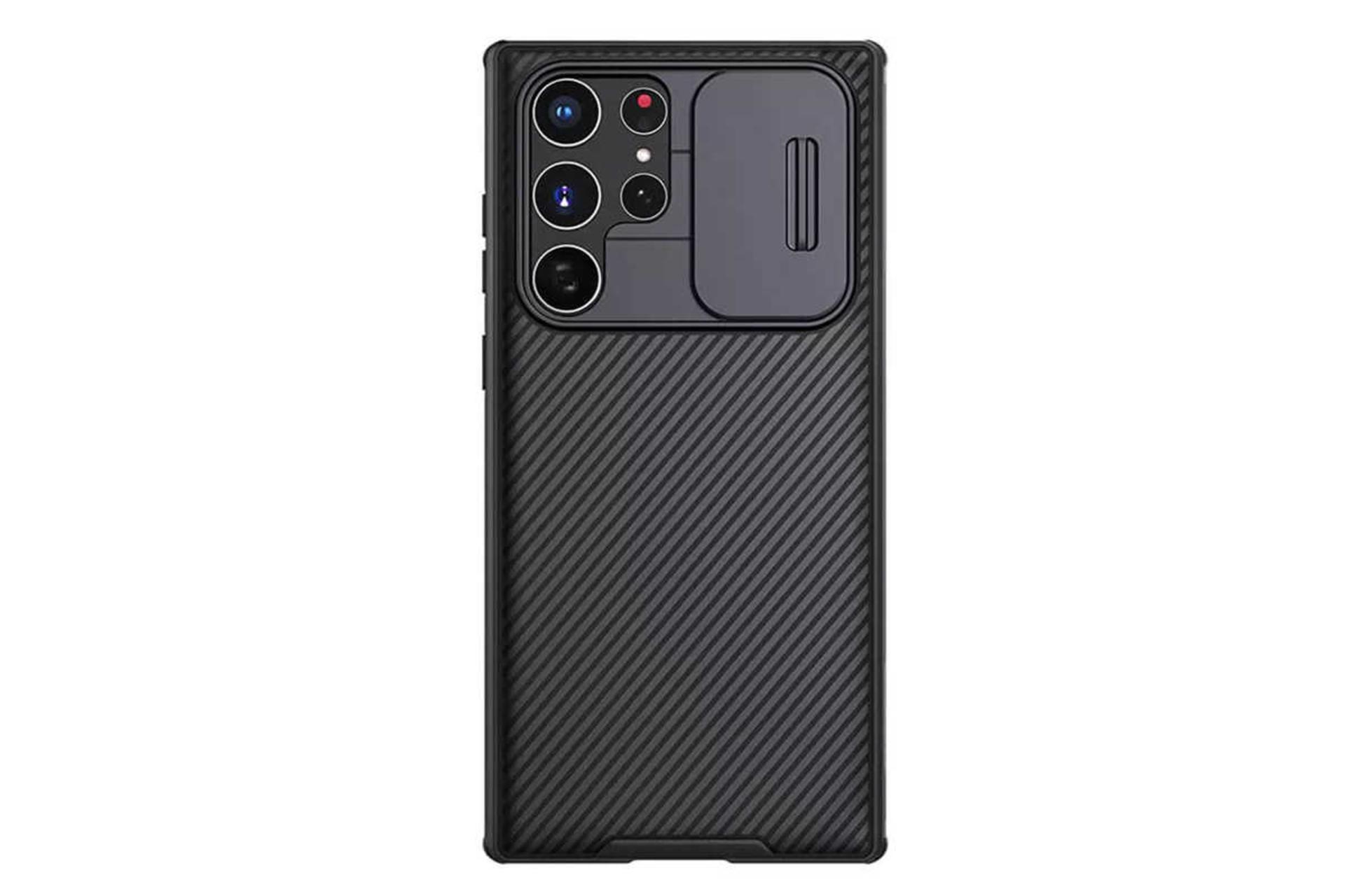 نمای پشت قاب گوشی نیلکین مدل CamShield Pro مناسب سامسونگ Galaxy S22 Ultra رنگ مشکی