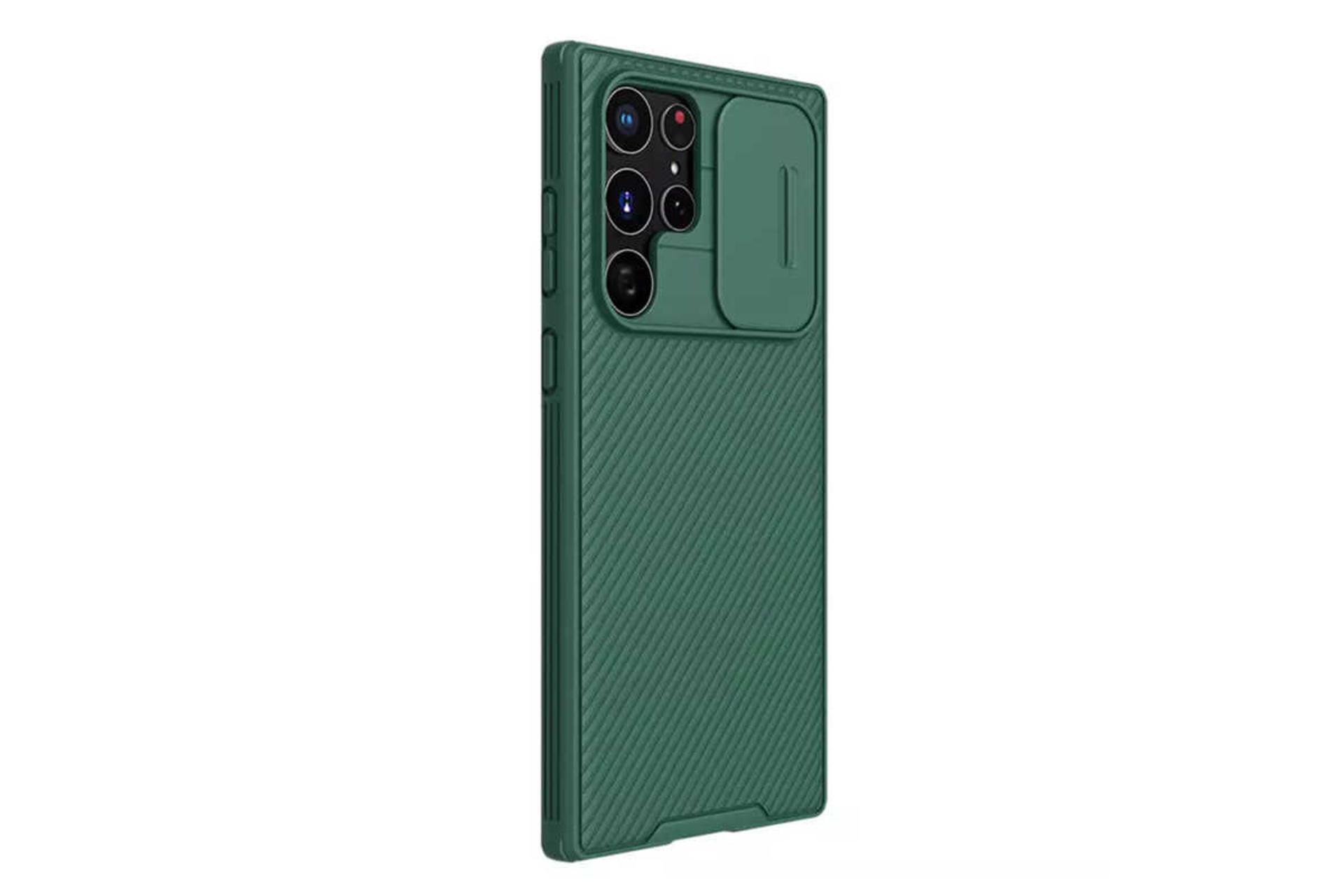 نمای سمت چپ قاب گوشی نیلکین مدل CamShield Pro مناسب سامسونگ Galaxy S22 Ultra رنگ سبز