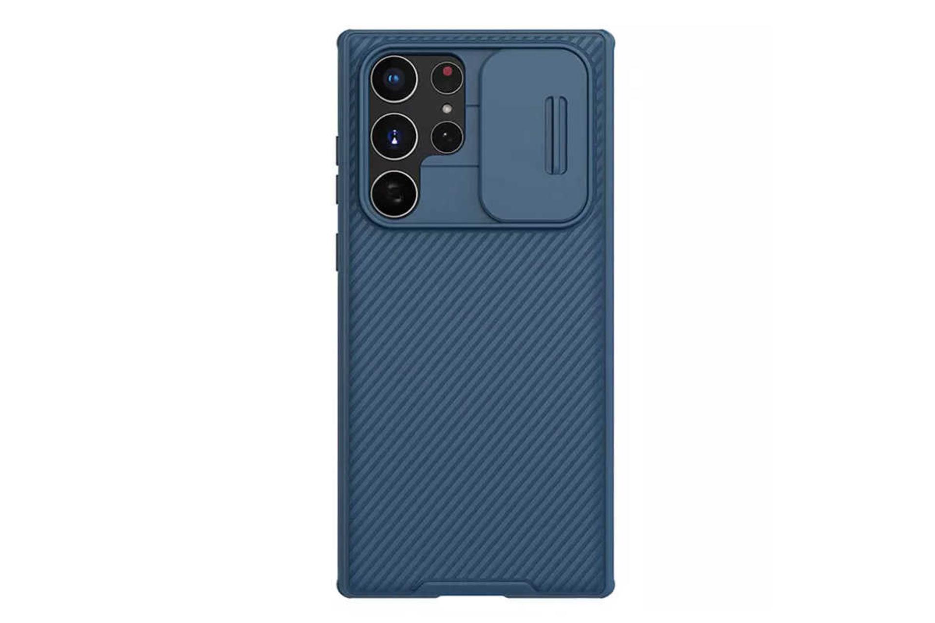 نمای پشت قاب گوشی نیلکین مدل CamShield Pro مناسب سامسونگ Galaxy S22 Ultra رنگ آبی