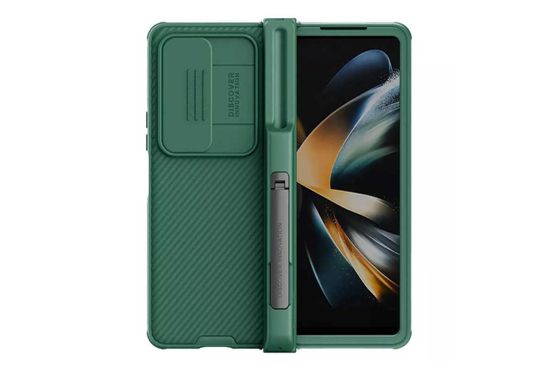 نمای جلوی قاب گوشی نیلکین مدل CamShield Pro مناسب سامسونگ Galaxy Z Fold4 رنگ سبز