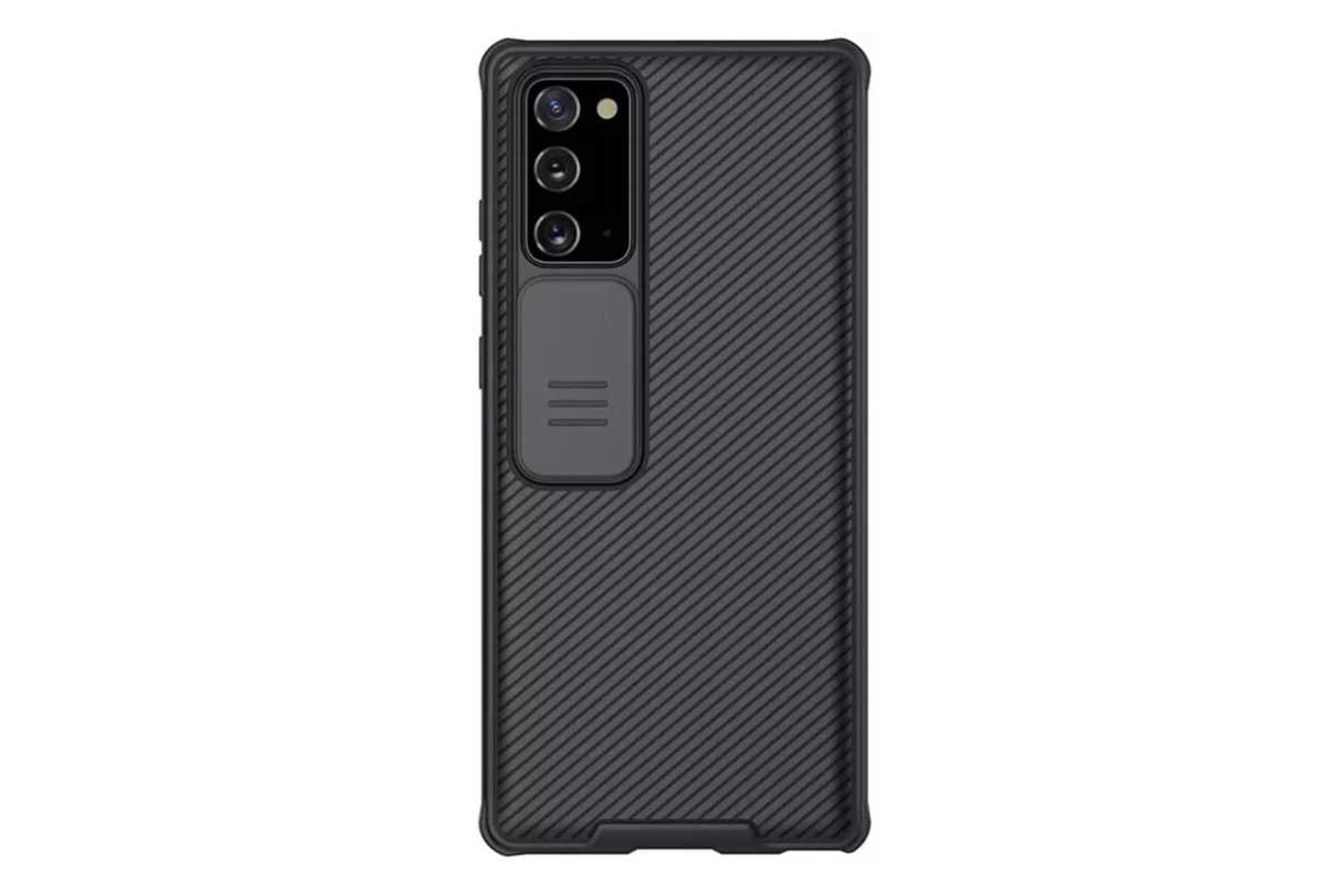 نمای پشت قاب گوشی نیلکین مدل CamShield Pro مناسب سامسونگ Galaxy Note20 رنگ مشکی