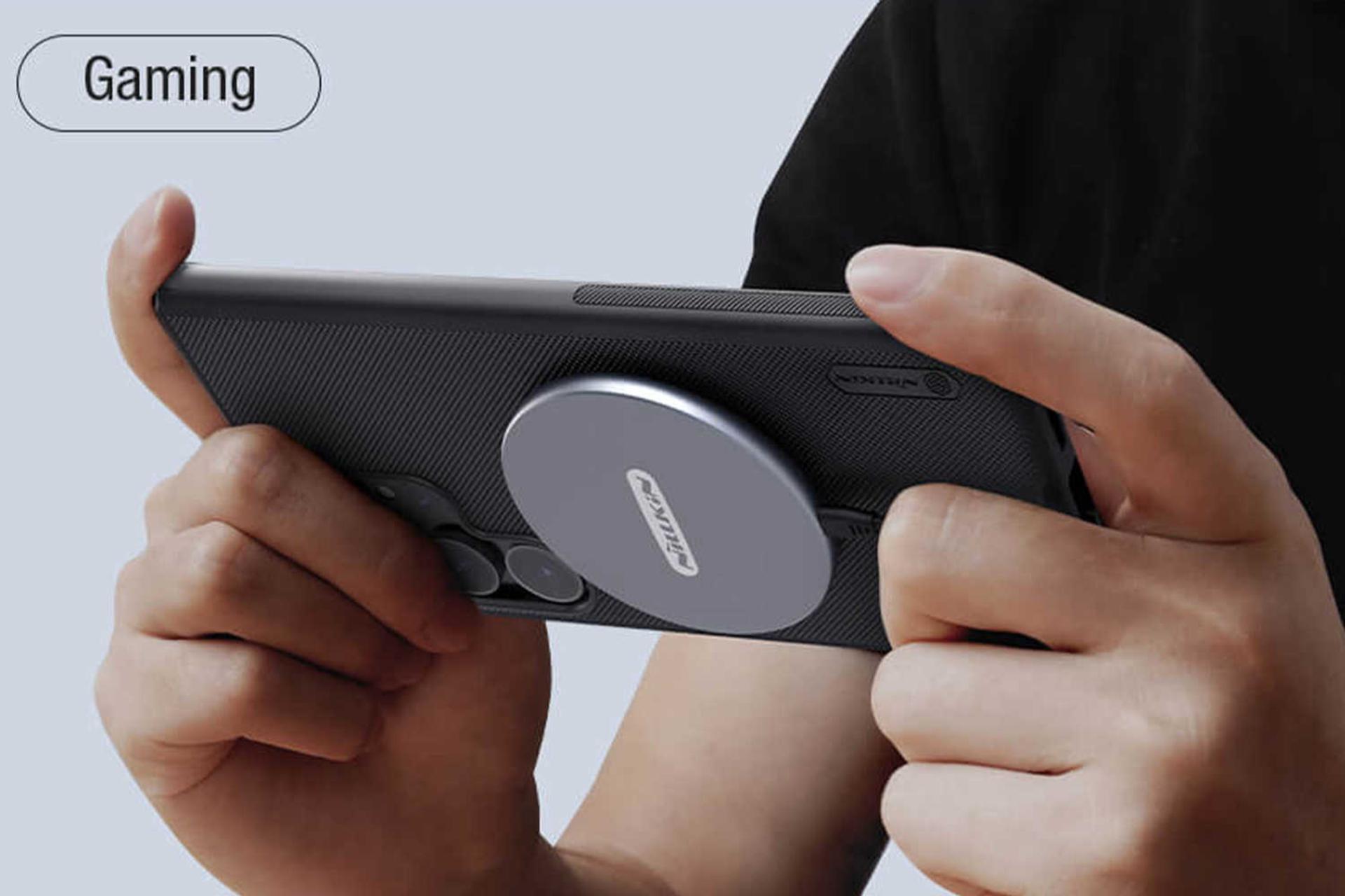 نمای قاب گوشی مگنتی نیلکین مدل Super Frosted Shield Pro Magnetic مناسب سامسونگ Galaxy S24 Ultra
