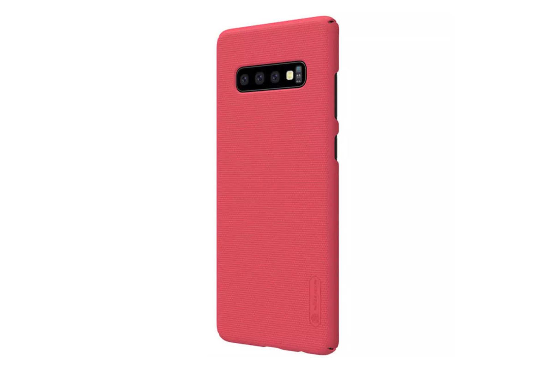 نمای سمت راست قاب گوشی نیلکین مدل Super Frosted Shield مناسب سامسونگ Galaxy S10 Plus رنگ قرمز