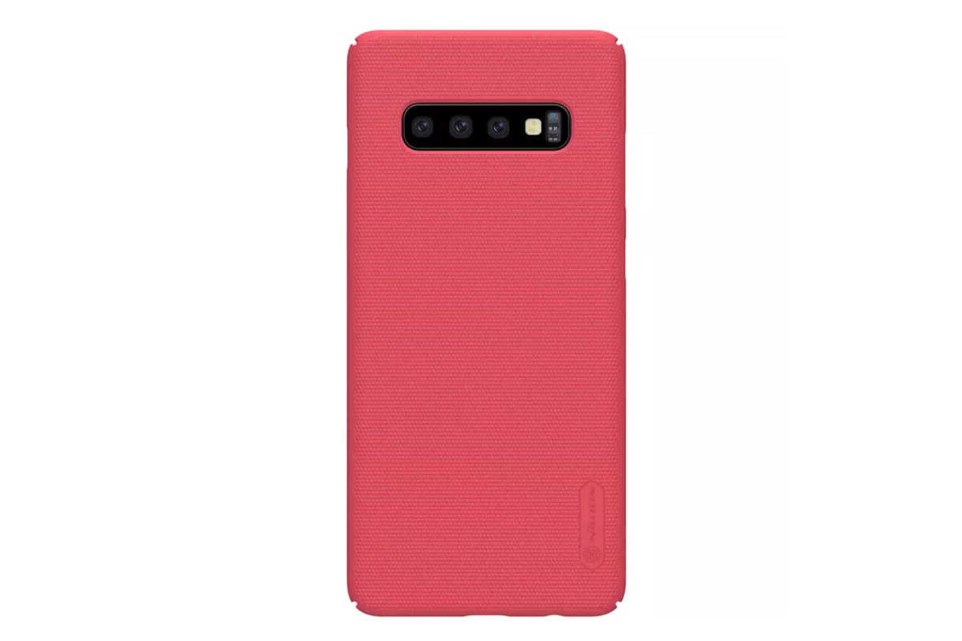 نمای پشت قاب گوشی نیلکین مدل Super Frosted Shield مناسب سامسونگ Galaxy S10 Plus رنگ قرمز