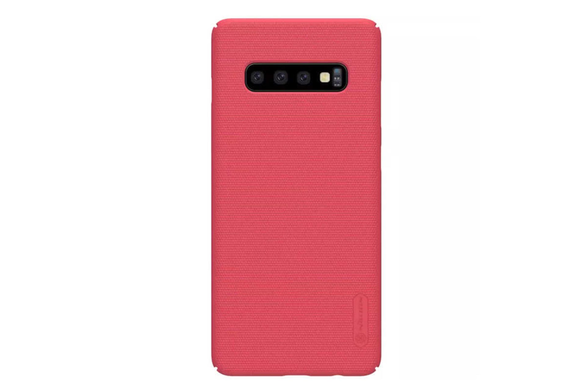نمای پشت قاب گوشی نیلکین مدل Super Frosted Shield مناسب سامسونگ Galaxy S10 Plus رنگ قرمز