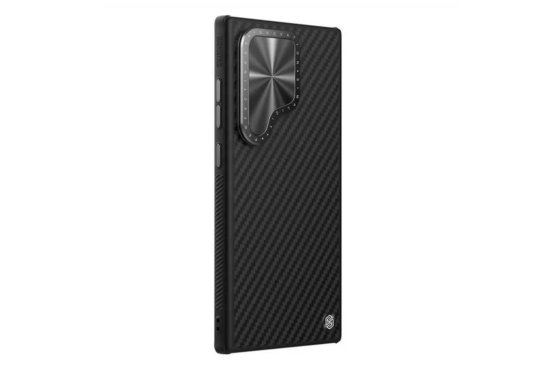نمای سمت راست قاب گوشی نیلکین مدل CarboProp مناسب سامسونگ Galaxy S24 Ultra رنگ مشکی