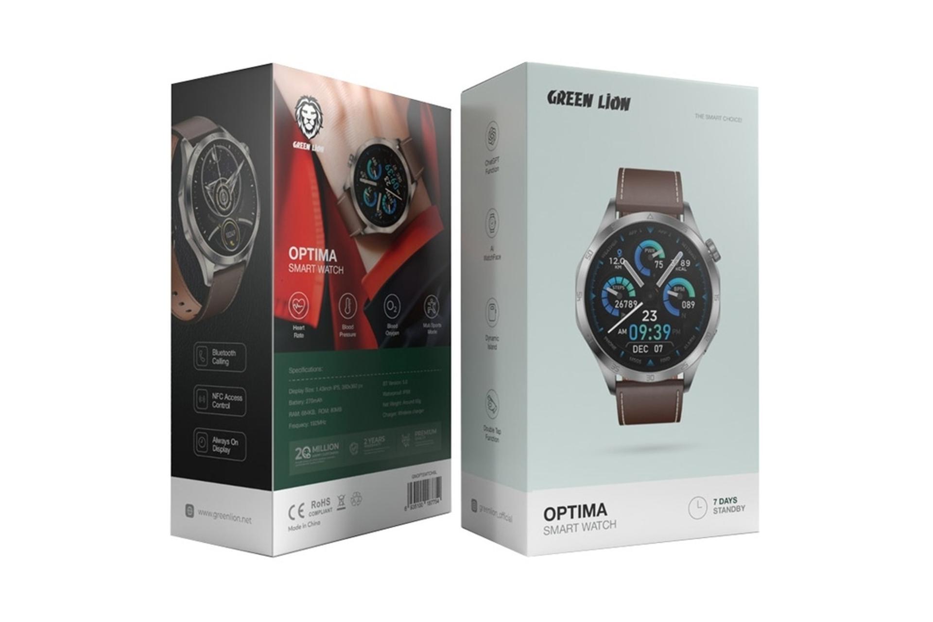جعبه ساعت هوشمند گرین لیون Green Lion Optima نقره ای