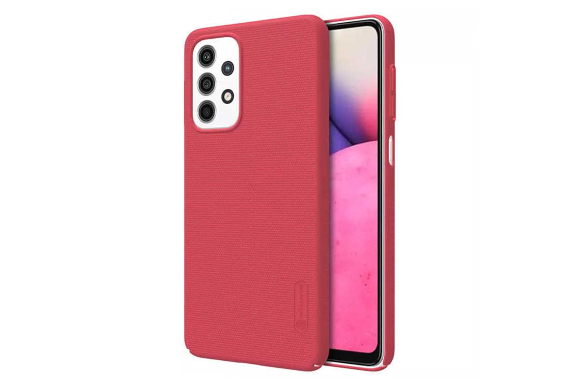 نمای سمت راست قاب گوشی نیلکین مدل Super Frosted Shield مناسب سامسونگ Galaxy A33 5G رنگ قرمز