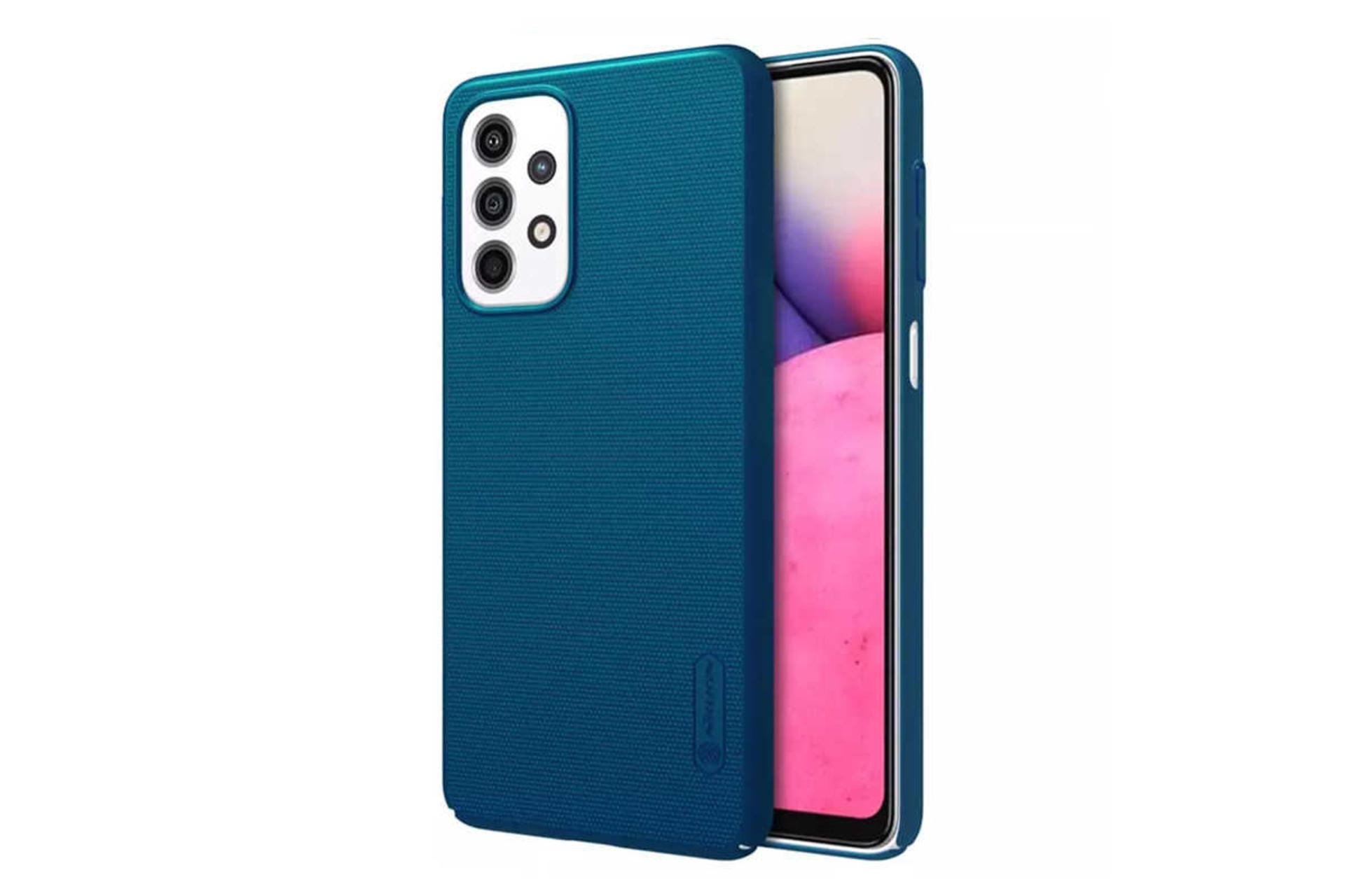 نمای سمت راست قاب گوشی نیلکین مدل Super Frosted Shield مناسب سامسونگ Galaxy A33 5G رنگ آبی