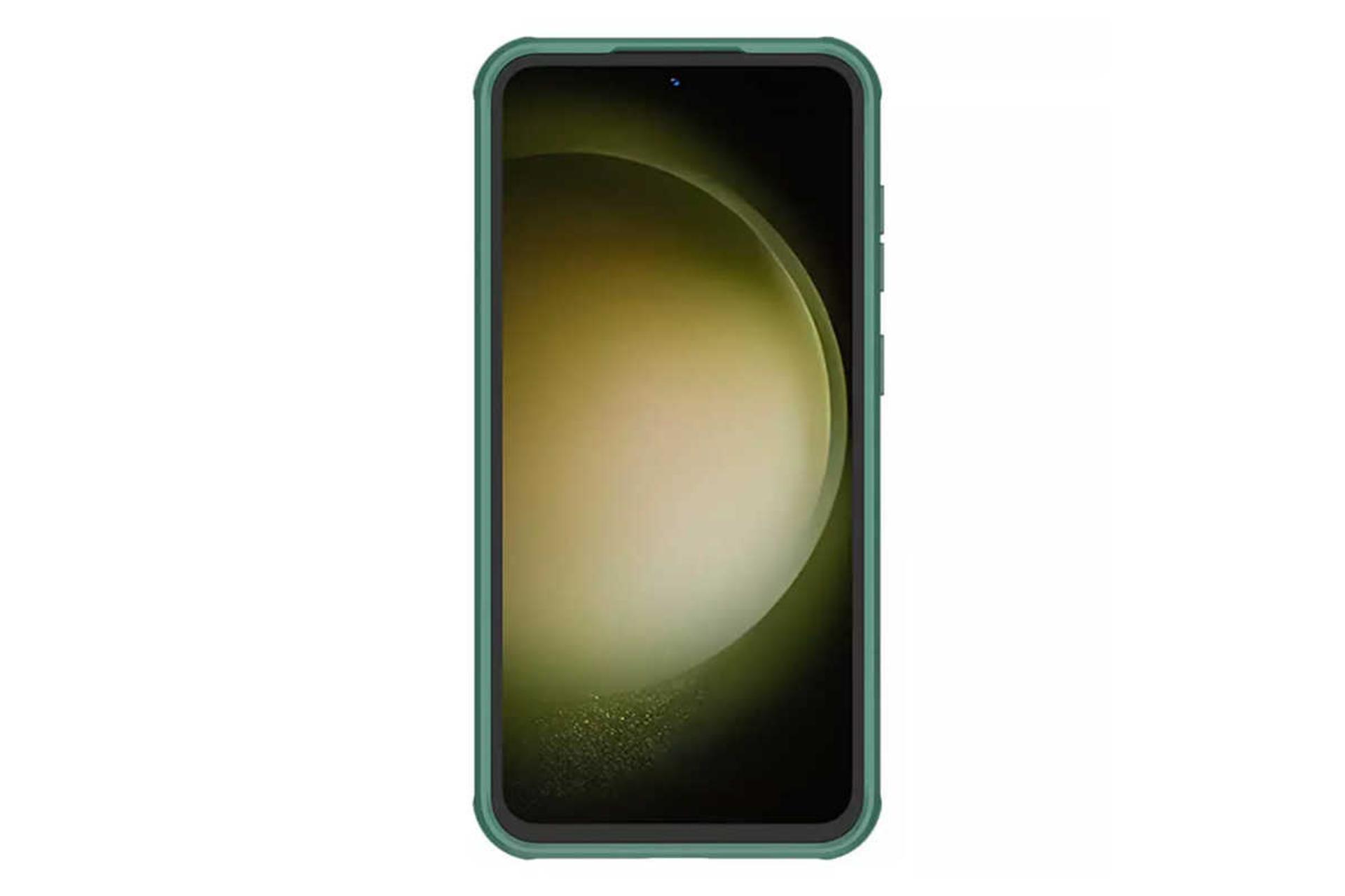 نمای بالای قاب گوشی نیلکین مدل CamShield Pro مناسب سامسونگ Galaxy S23 FE رنگ سبز