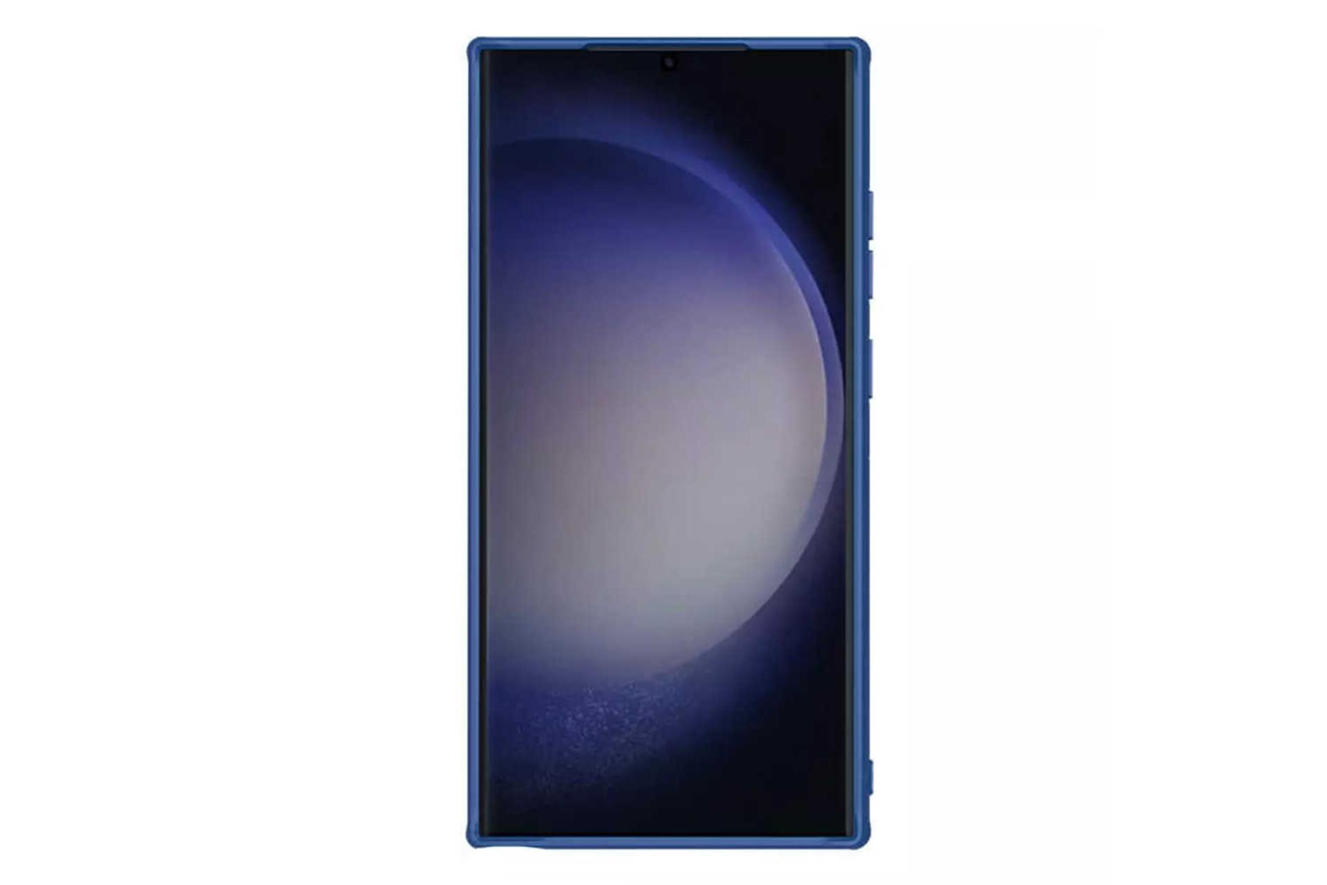 نمای بالای گوشی نیلکین مدل Super Frosted Shield Pro مناسب سامسونگ Galaxy S24 Ultra رنگ آبی