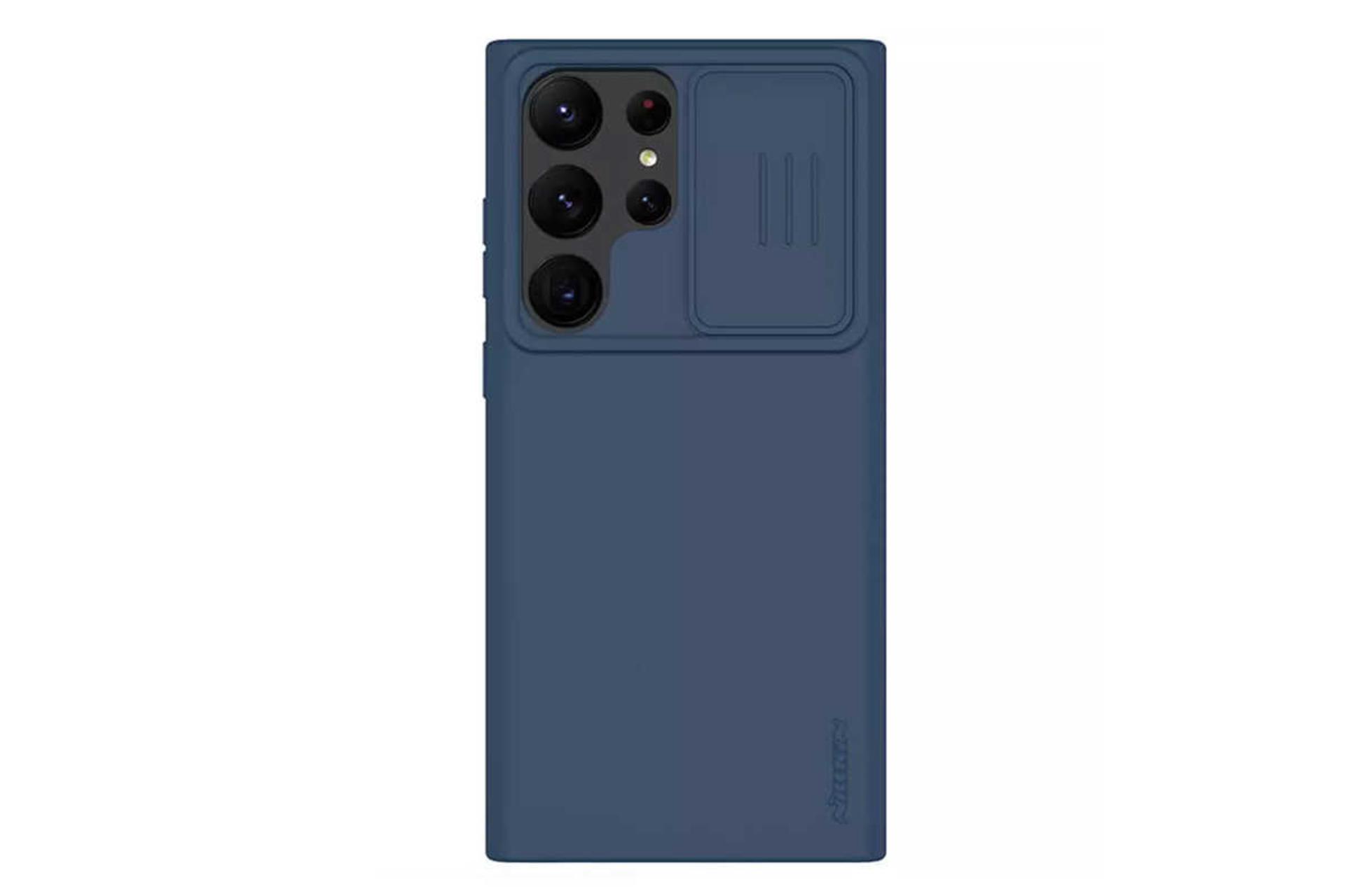 نمای پشت قاب گوشی نیلکین مدل CamShield Silky Silicon مناسب سامسونگ Galaxy S23 Ultra رنگ آبی