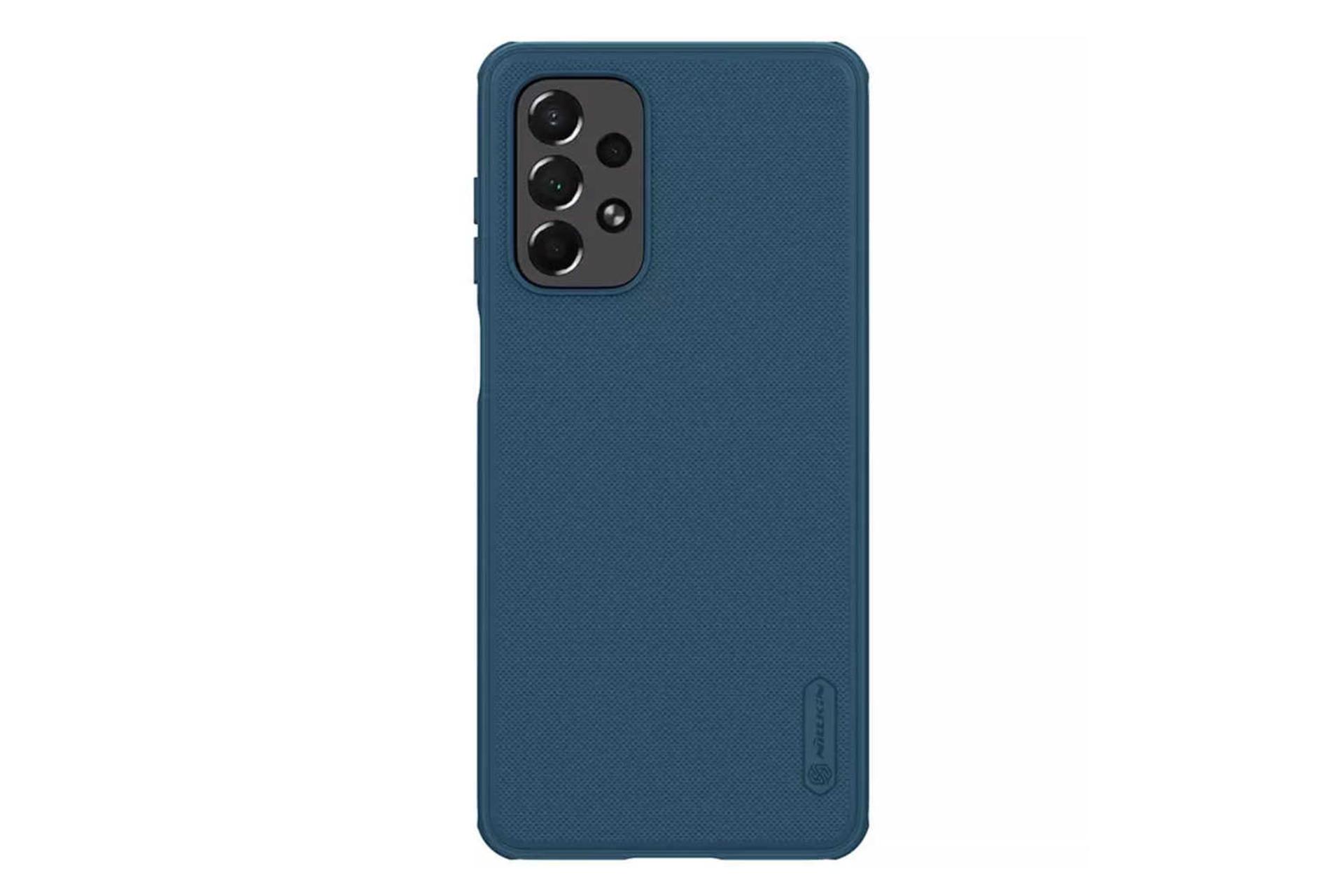 نمای پشت جعبه قاب گوشی نیلکین مدل Super Frosted Shield Pro مناسب سامسونگ Galaxy A73 رنگ آبی