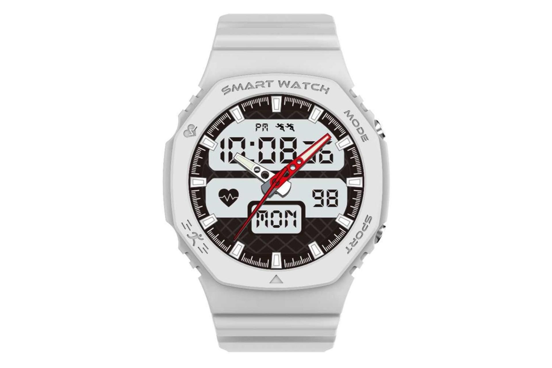 ساعت هوشمند گرین لیون Green Lion G-Sports سفید از نمای روبرو