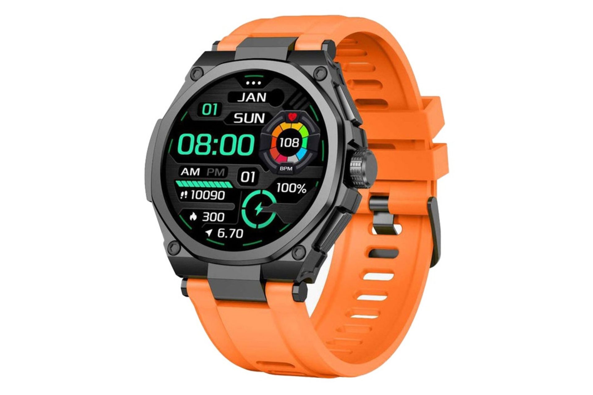 ساعت هوشمند گرین لیون Green Lion Grand Smart مشکی با بند نارنجی