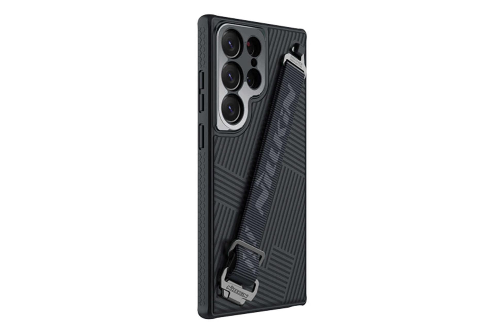 نمای سمت چپ قاب گوشی نیلکین مدل Strap مناسب سامسونگ Galaxy S23 Ultra رنگ مشکی