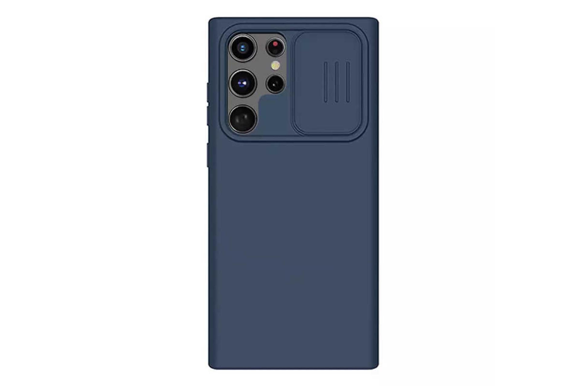نمای پشت قاب گوشی نیلکین مدل CamShield Silky Silicon مناسب سامسونگ Galaxy S22 Ultra رنگ آبی