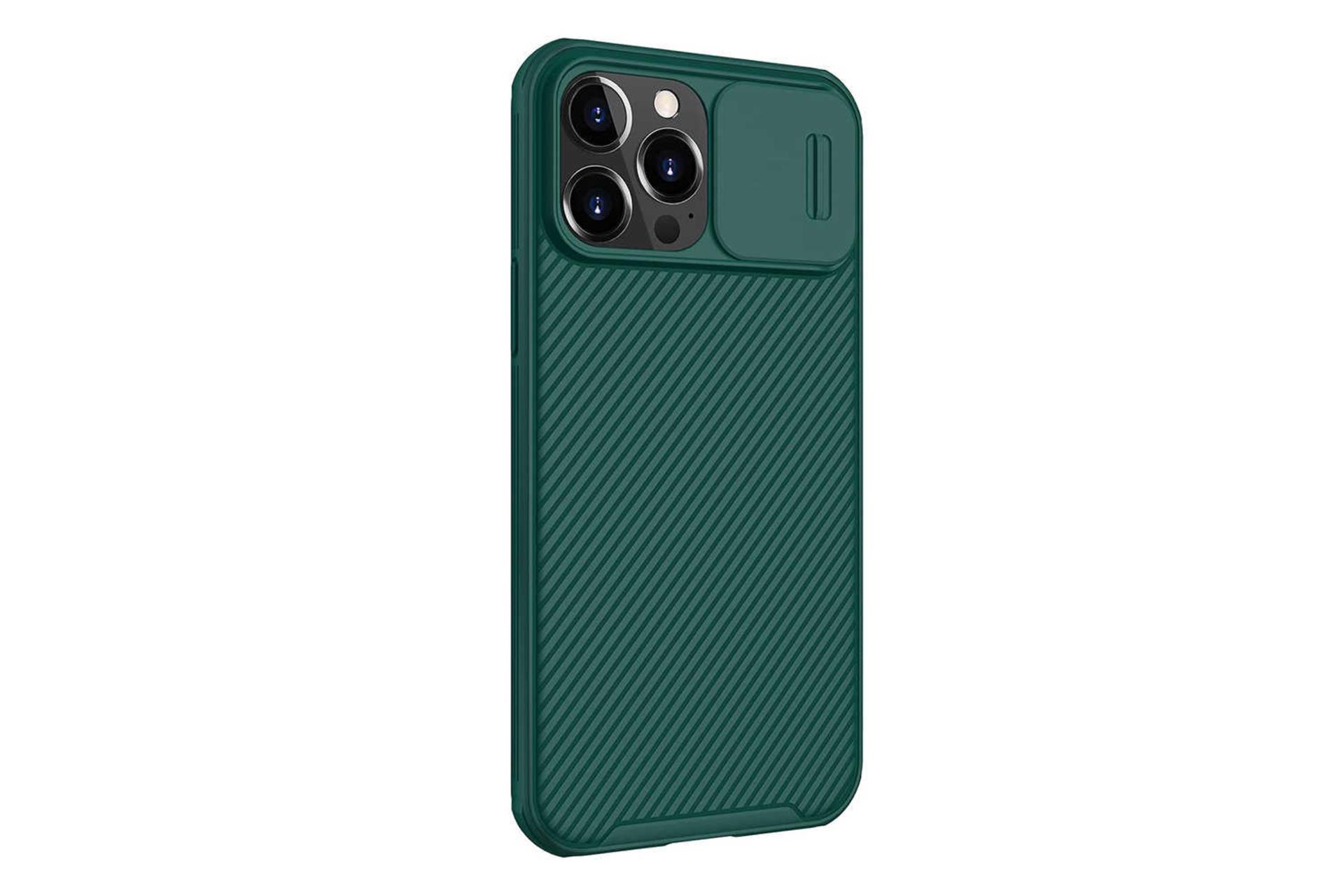 نمای سمت چپ قاب گوشی نیلکین مدل CamShield Pro مناسب اپل iPhone 13 Pro Max رنگ سبز