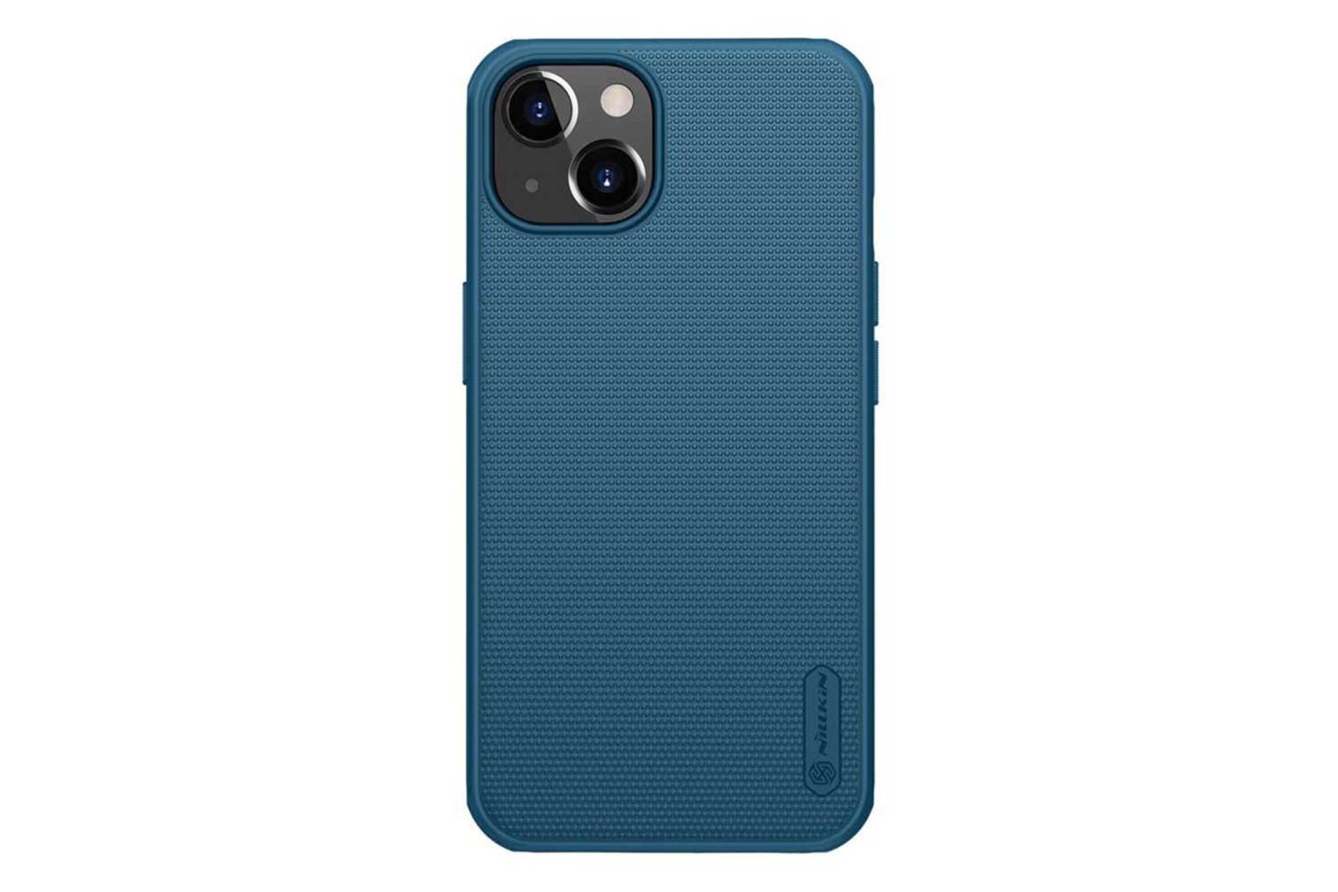 نمای پشت قاب گوشی نیلکین مدل Super Frosted Shield Pro مناسب اپل iPhone 13 رنگ آبی