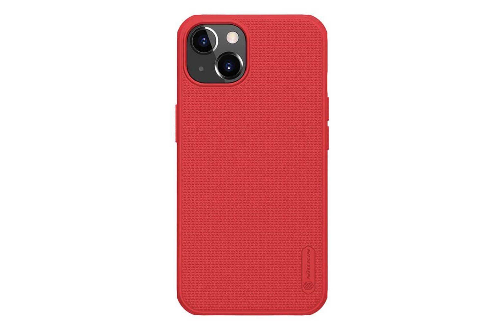 نمای پشت قاب گوشی نیلکین مدل Super Frosted Shield Pro مناسب اپل iPhone 13 رنگ قرمز