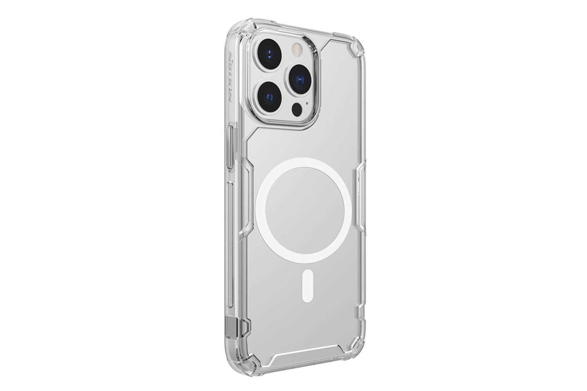 نمای سمت چپ قاب گوشی نیلکین مدل Nature TPU Pro Magnetic مناسب اپل iPhone 13 Pro Max رنگ سفید