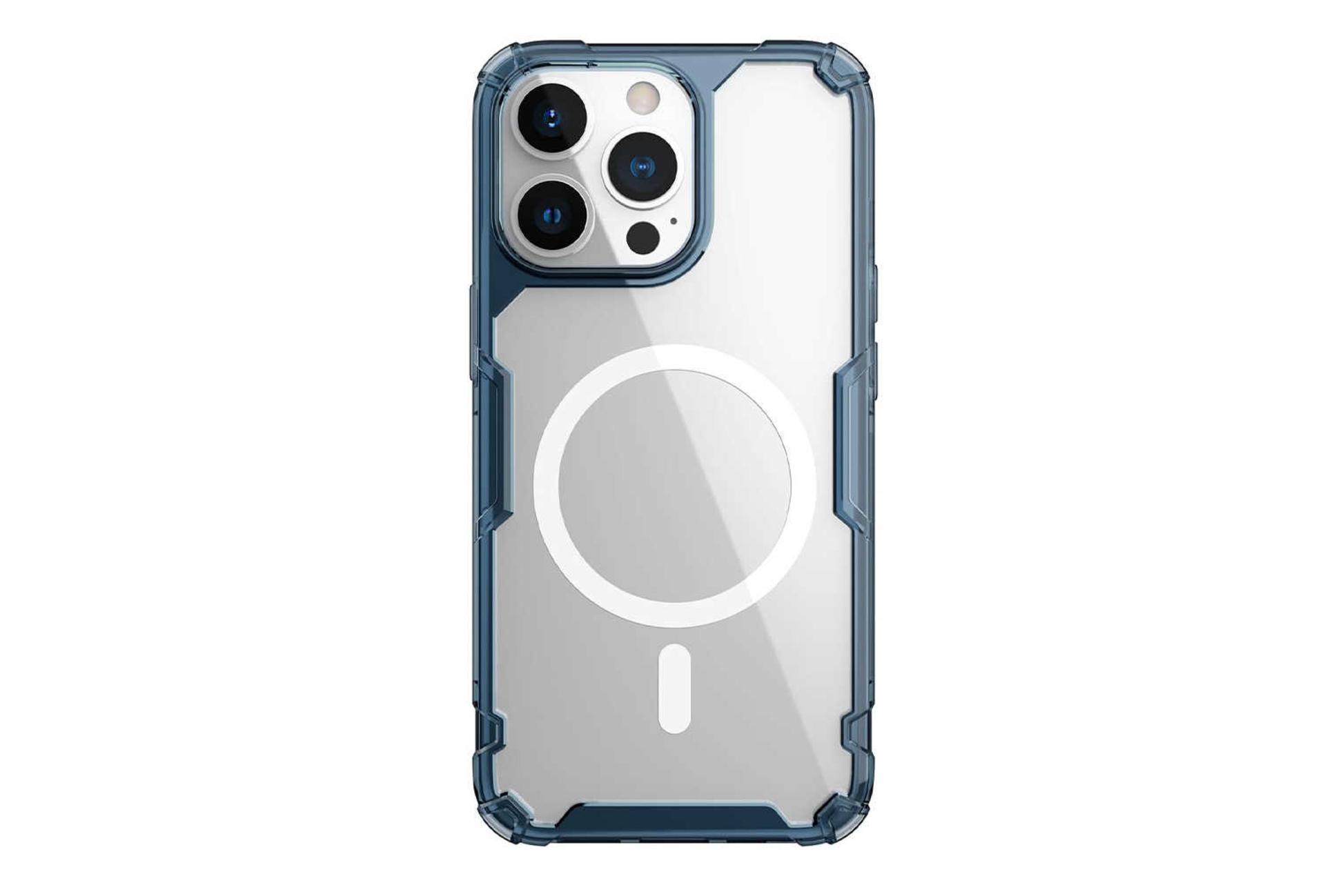 نمای پشت قاب گوشی نیلکین مدل Nature TPU Pro Magnetic مناسب اپل iPhone 13 Pro Max رنگ آبی