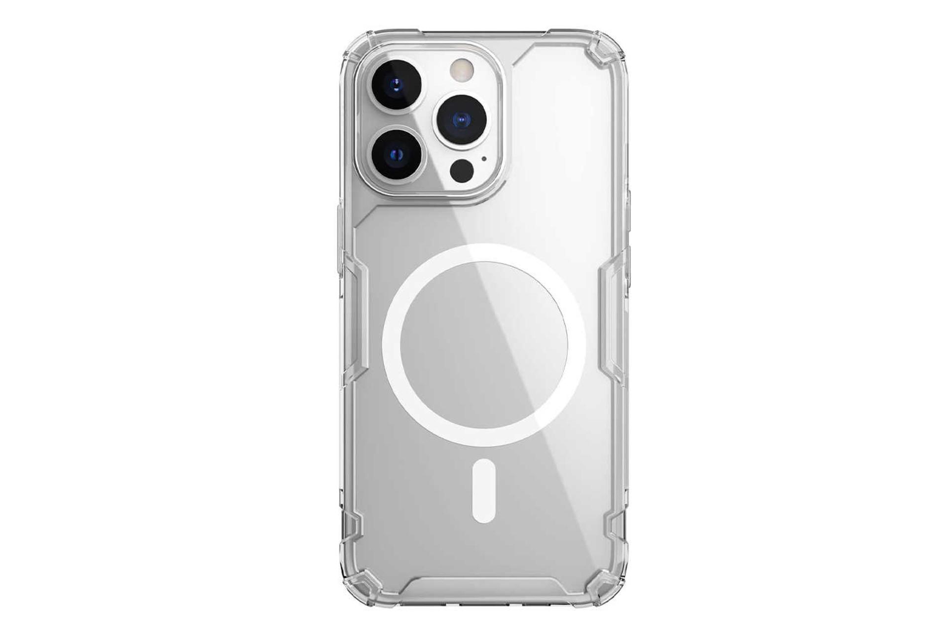 نمای پشت قاب گوشی نیلکین مدل Nature TPU Pro Magnetic مناسب اپل iPhone 13 Pro Max رنگ سفید