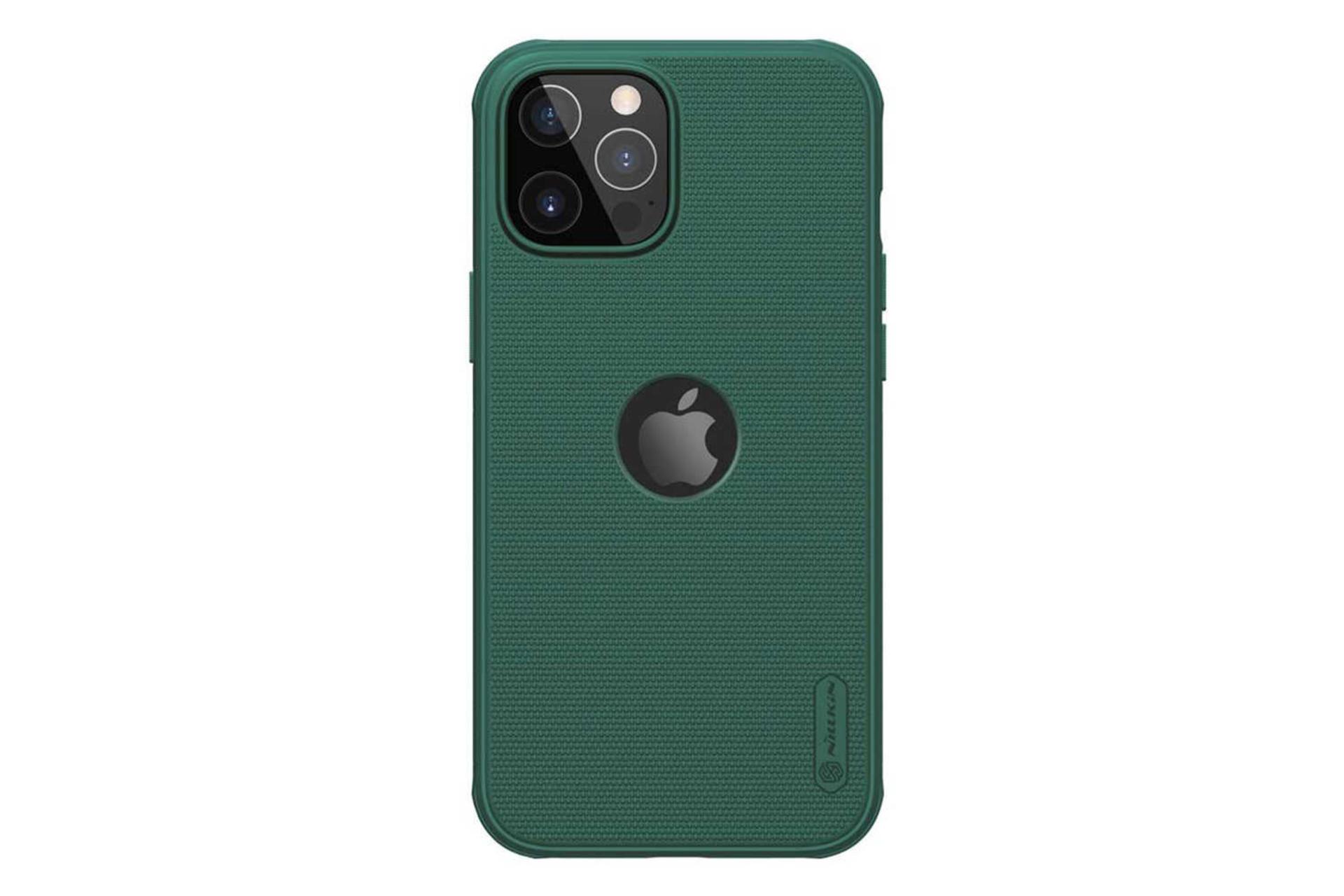 نمای پشت قاب گوشی نیلکین مدل Super Frosted Shield Pro Logo CutOut مناسب اپل iPhone 12 Pro / 12 رنگ سبز