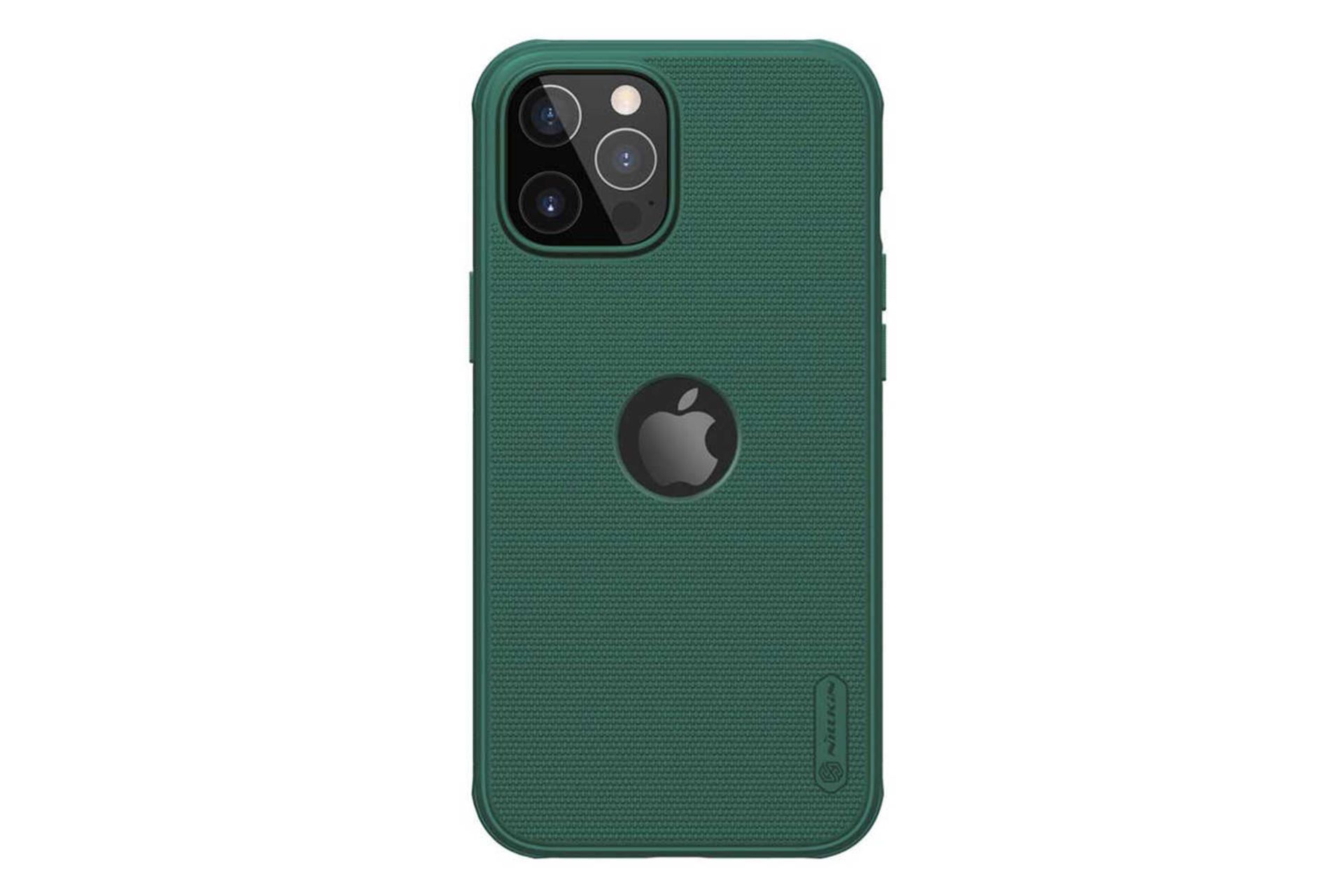 نمای پشت قاب گوشی نیلکین مدل Super Frosted Shield Pro Logo CutOut مناسب اپل iPhone 12 Pro / 12 رنگ سبز