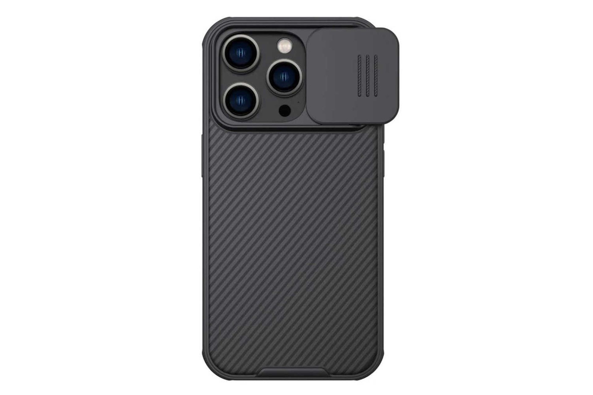 نمای پشت قاب گوشی نیلکین مدل CamShield Pro مناسب اپل iPhone 14 Pro رنگ مشکی