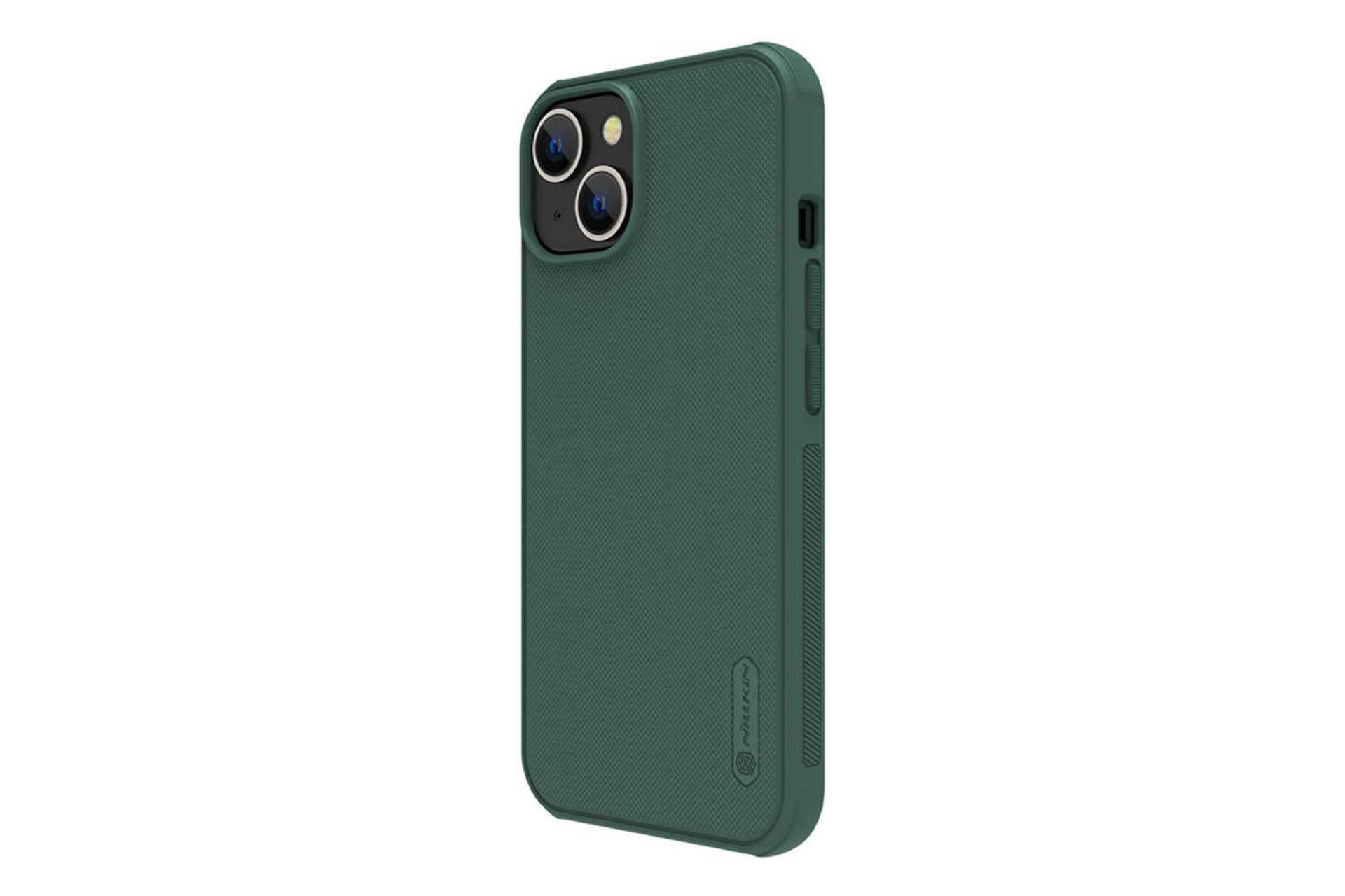 نمای سمت راست قاب گوشی نیلکین مدل Super Frosted Shield Pro مناسب اپل iPhone 14 / 13 رنگ سبز