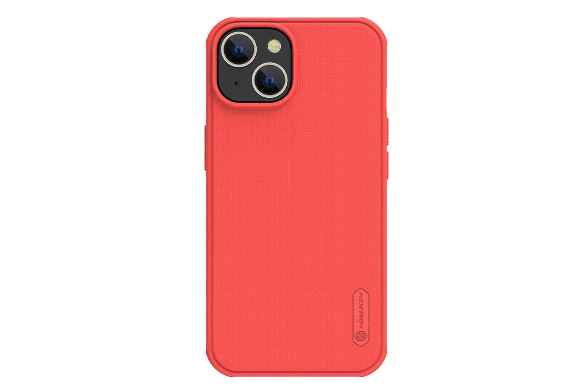 نمای پشت قاب گوشی نیلکین مدل Super Frosted Shield Pro مناسب اپل iPhone 14 / 13 رنگ قرمز