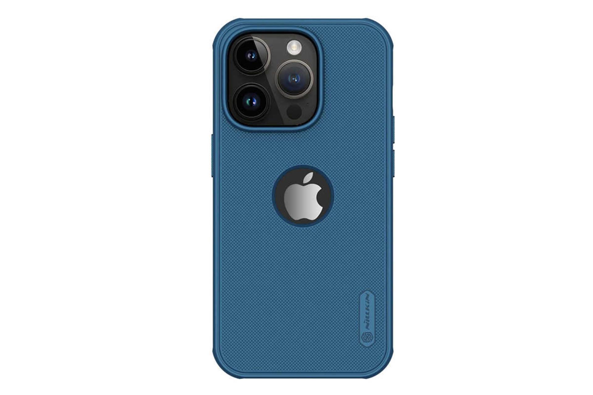 نمای پشت قاب گوشی نیلکین مدل Super Frosted Shield Pro Logo CutOut مناسب اپل iPhone 14 Pro Max رنگ آبی